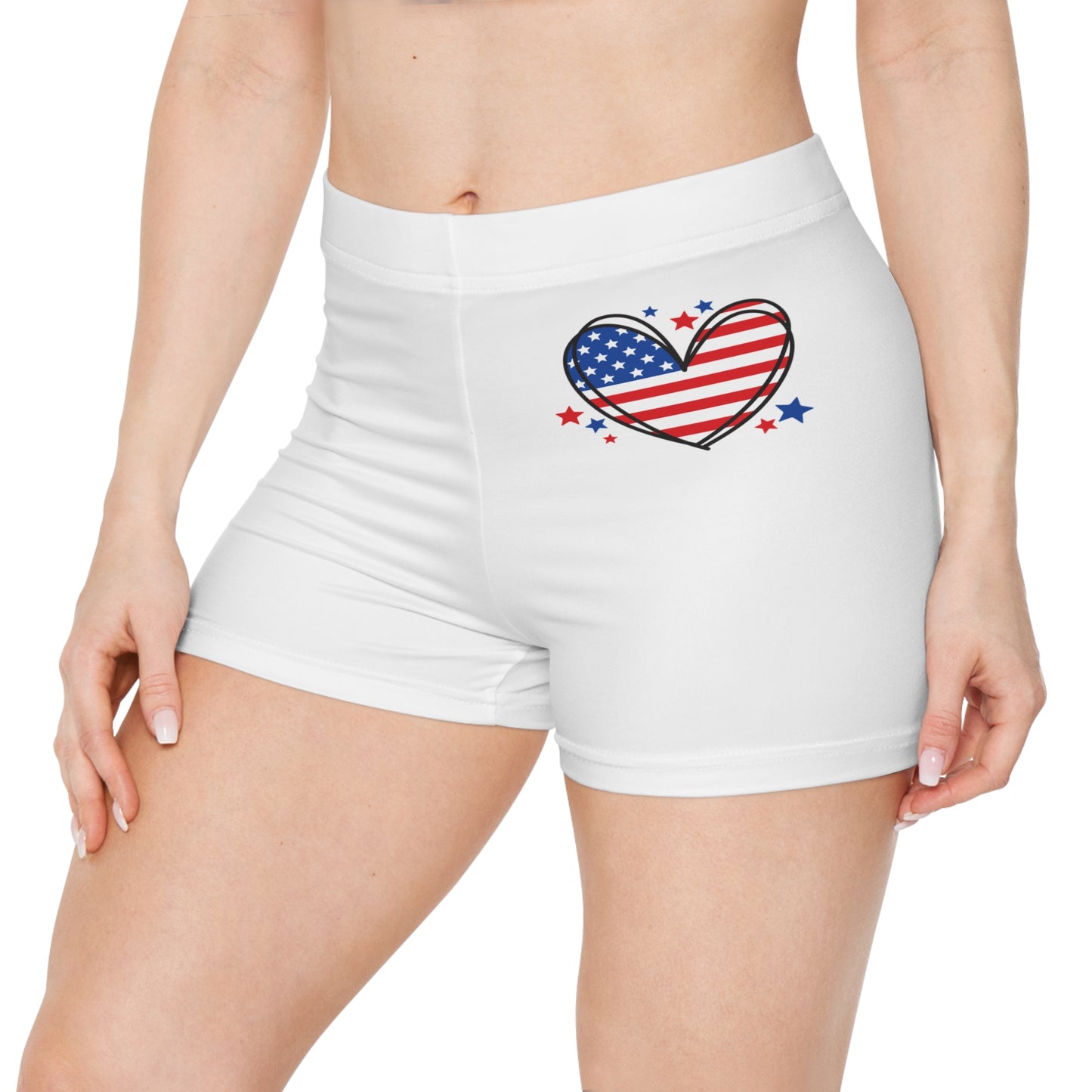 Princess Grace  Patriotic Women's Shorts with USA Heart Design
