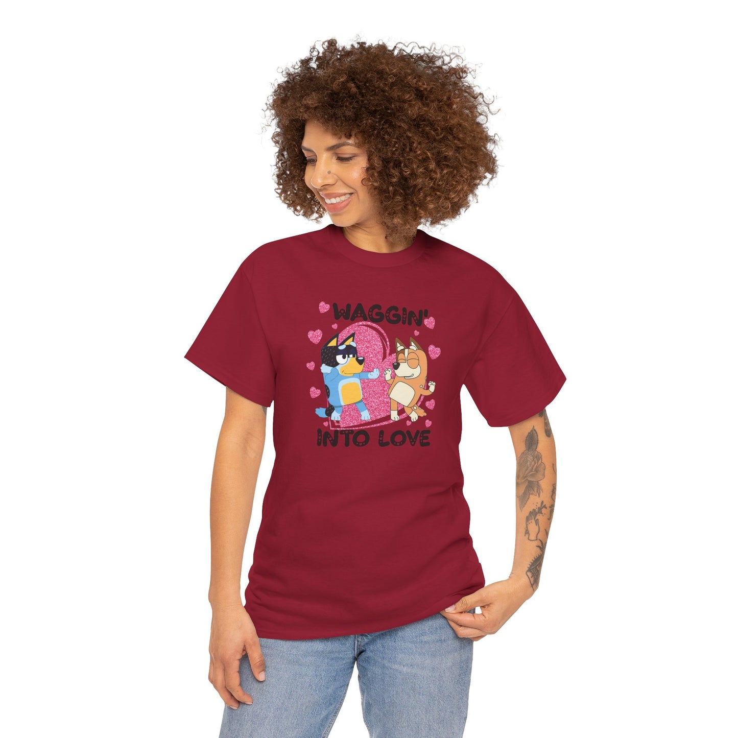Princess Grace  Bluey  Waggin' Into Love Unisex Heavy Cotton Tee  Cute Pet Themed Shirt for Animal Lovers