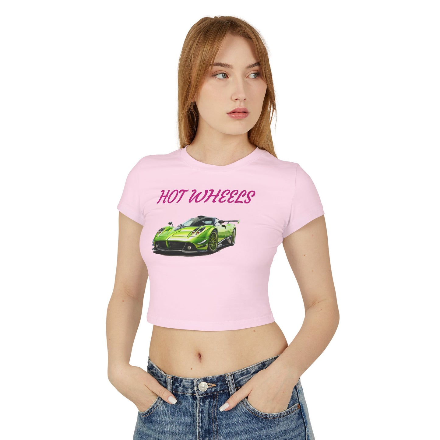 Princess Grace Hot Wheels Women's Baby Tee Sporty Graphic Tee for Car Enthusiasts