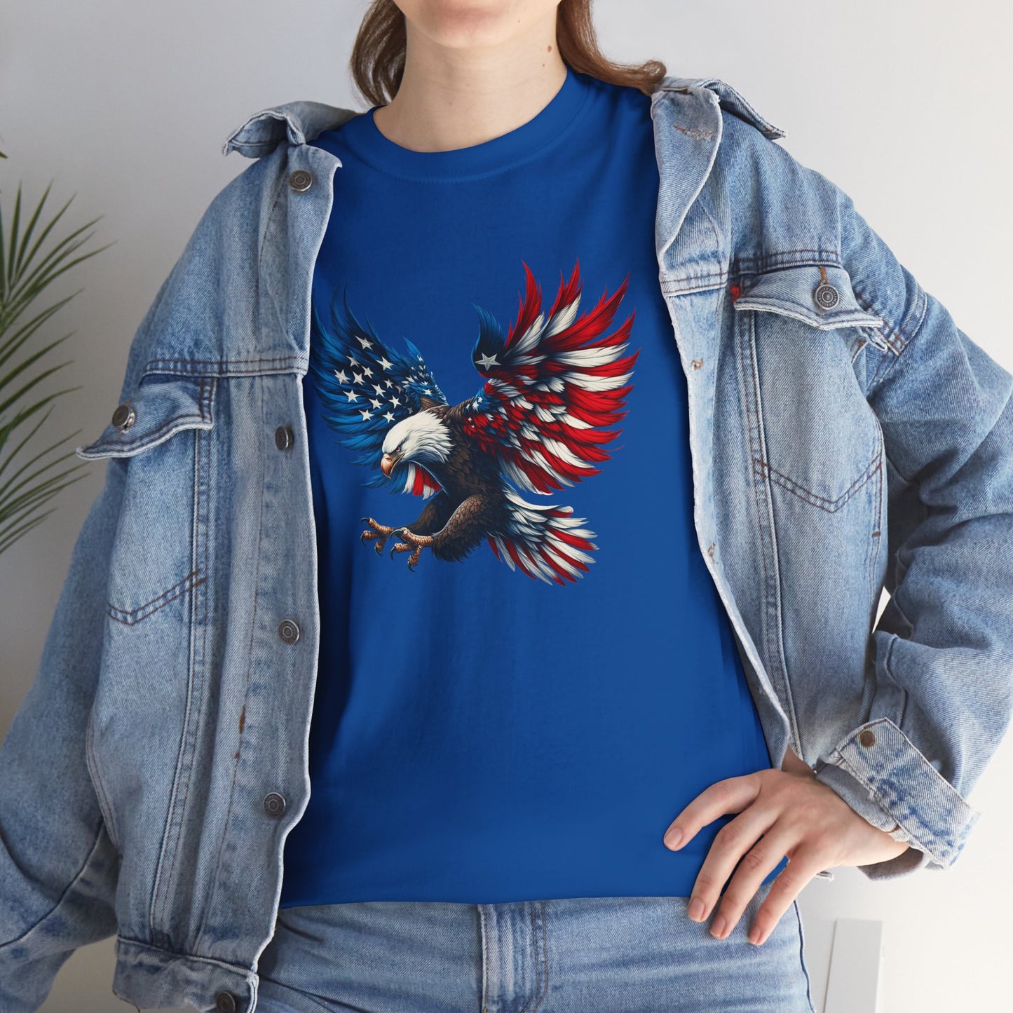 Princess Grace  Patriotic Eagle Unisex Heavy Cotton Tee  Bold USA Graphic Shirt