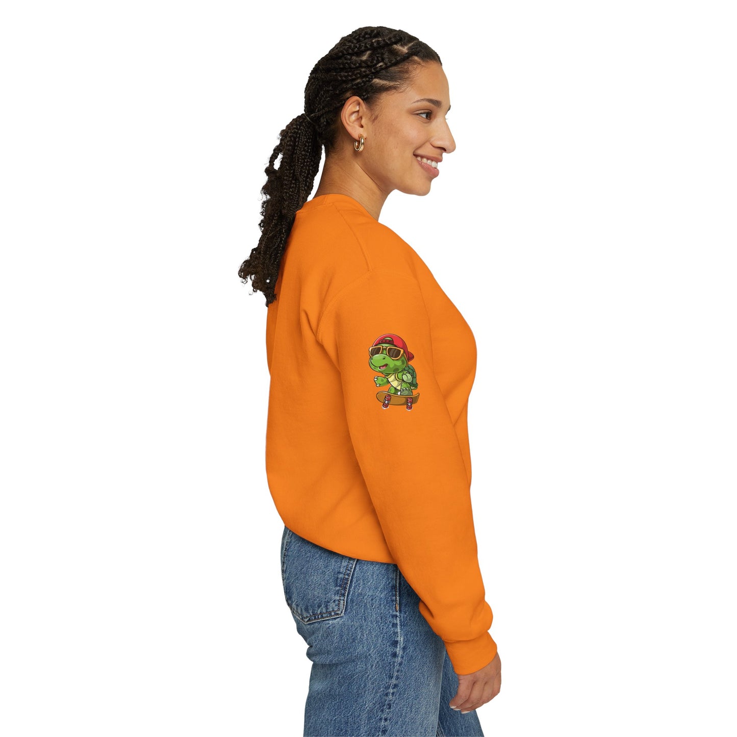 Princess Grace  Cool Turtle Skateboarding Crewneck Sweatshirt for Kids and Teens