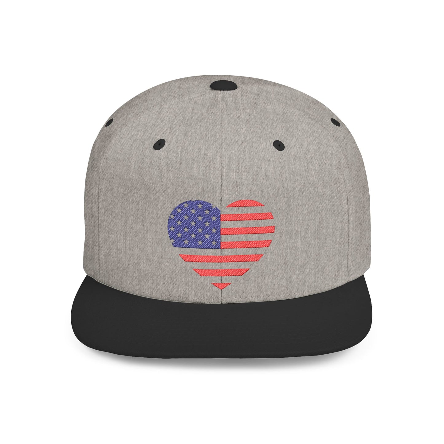 Princess Grace Patriotic Heart Flat Bill Snapback Cap