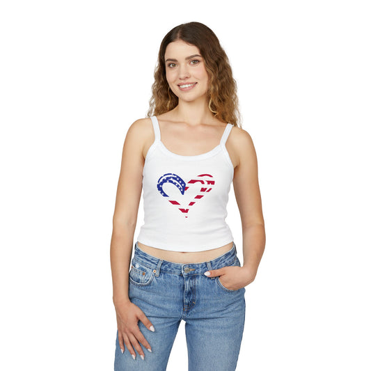 Princess Grace  Patriotic Women's Spaghetti Strap Tank Top USA Heart Design