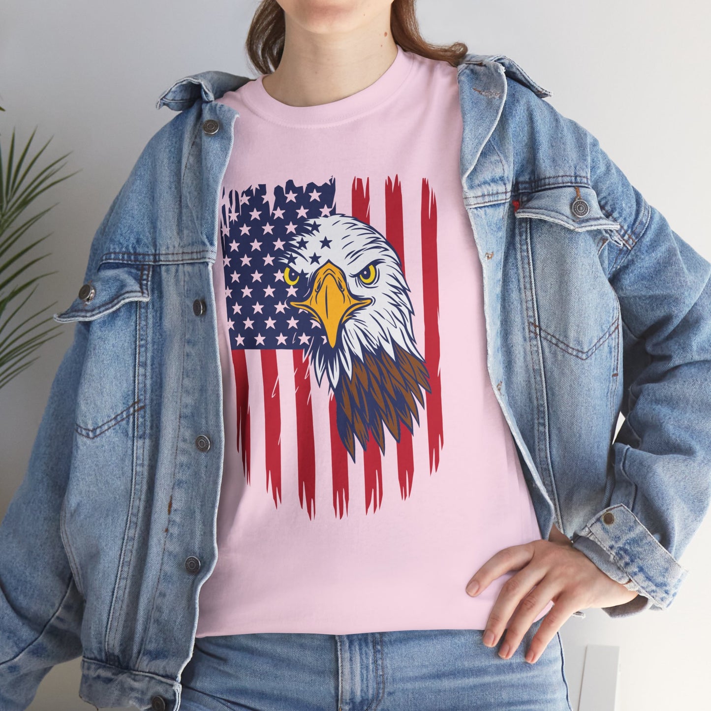 Princess Grace  Eagle & American Flag Unisex Heavy Cotton Tee   Patriotic Apparel for All Occasions