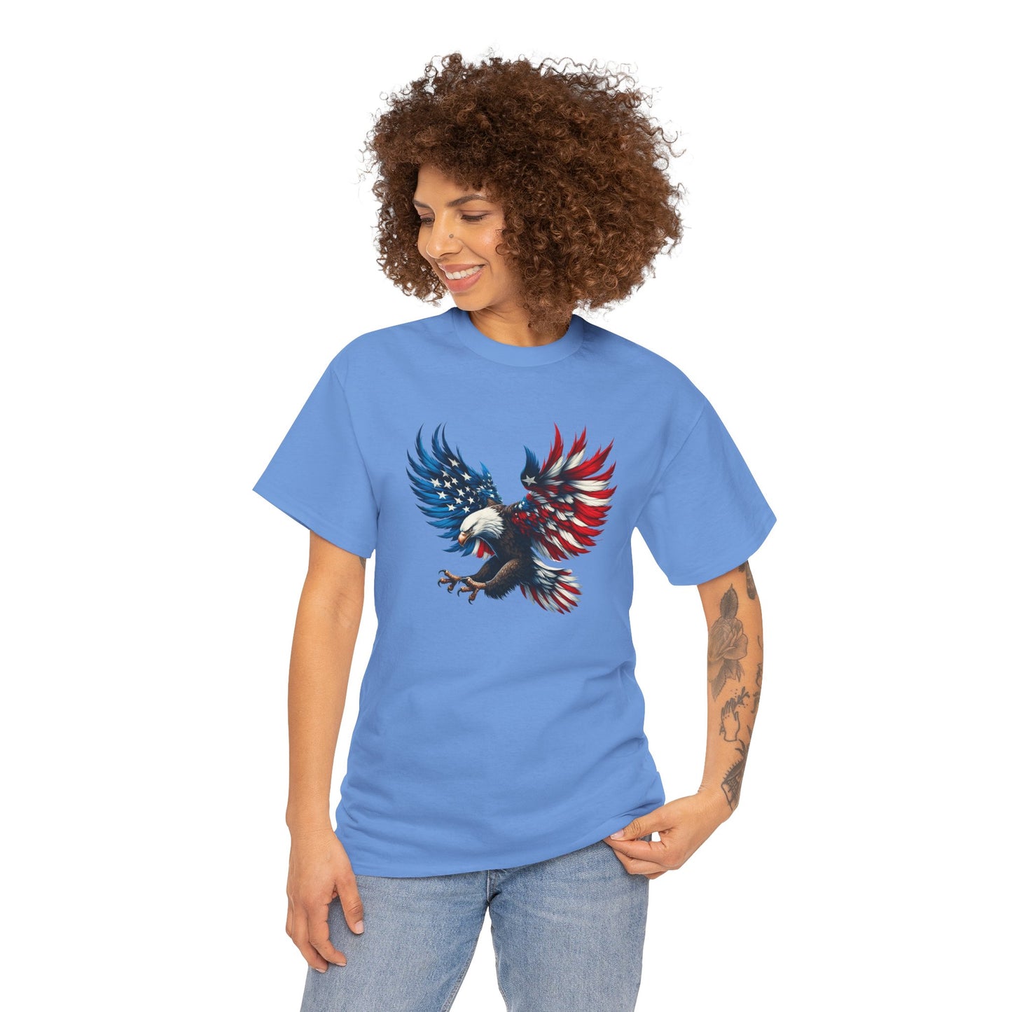 Princess Grace  Patriotic Eagle Unisex Heavy Cotton Tee  Bold USA Graphic Shirt