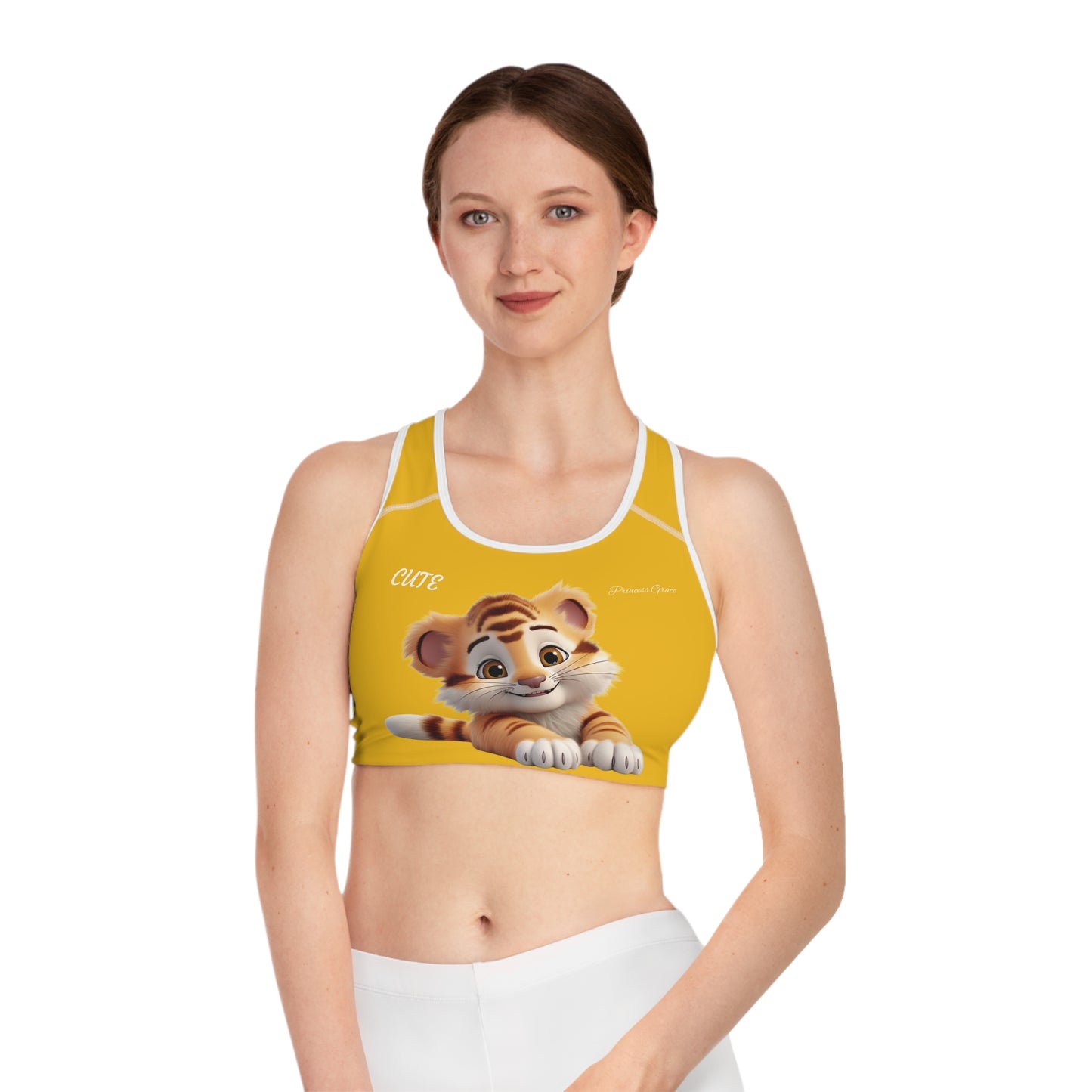 Princess Grace  Cute Tiger Sports Bra  Fun Workout Gear