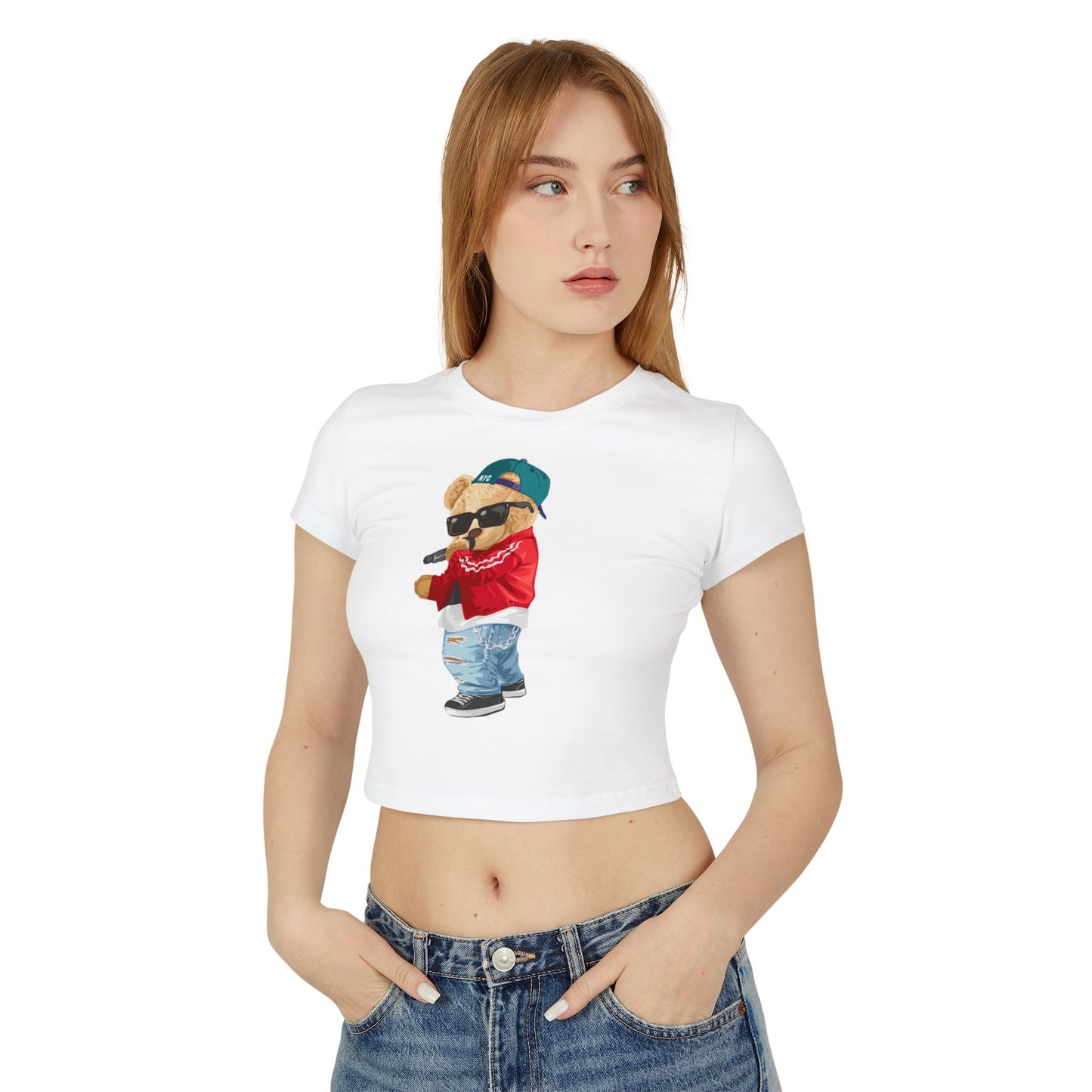 Princess Grace  Trendy Women's Baby Tee with Cool Bear Design  Cute & Fun Casual Shirt for Everyday Wear