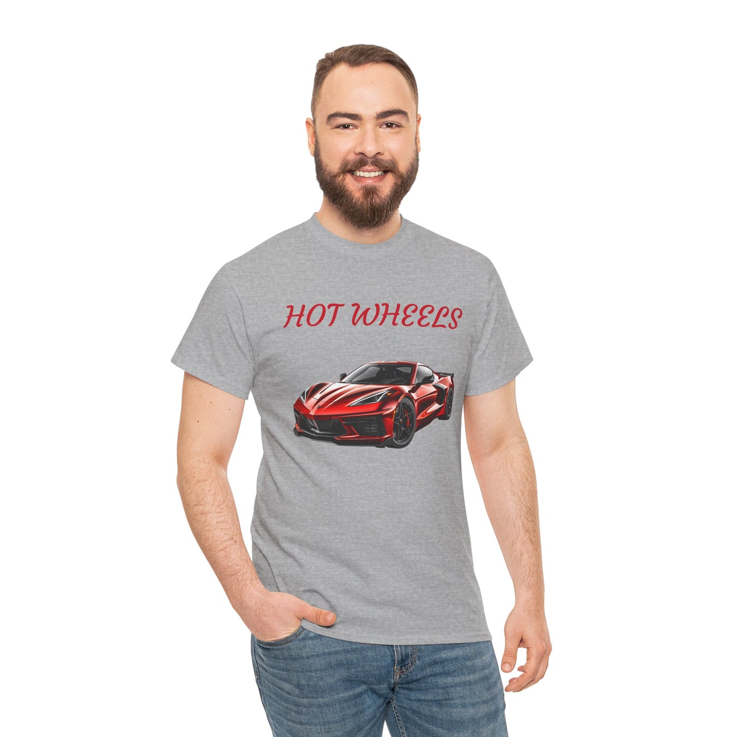 Princess Grace Red Corvette Unisex Heavy Cotton Tee Hot Wheels Racing Graphic Tee for Car Enthusiasts