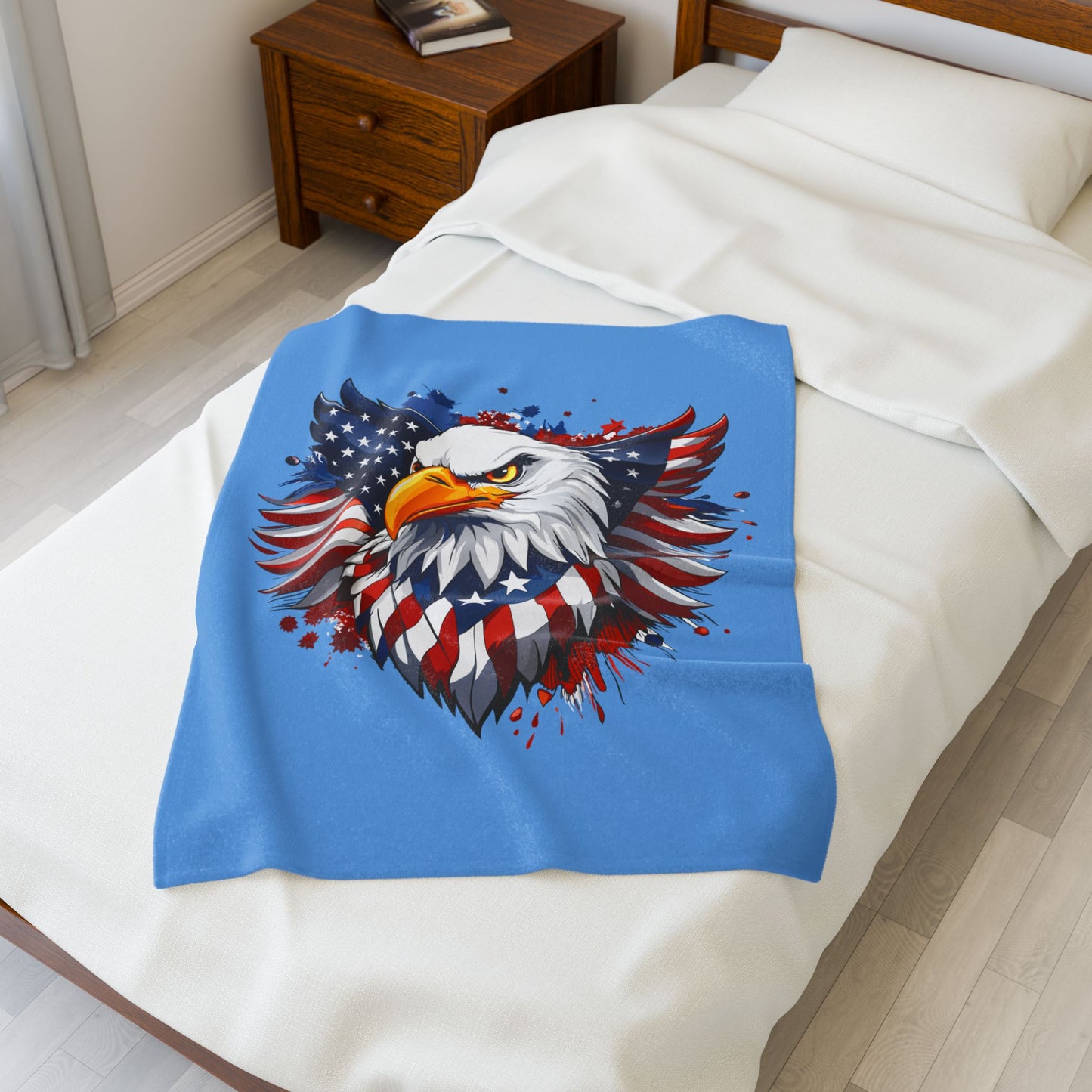 Princess Grace  Patriotic Velveteen Plush Blanket with Eagle Design