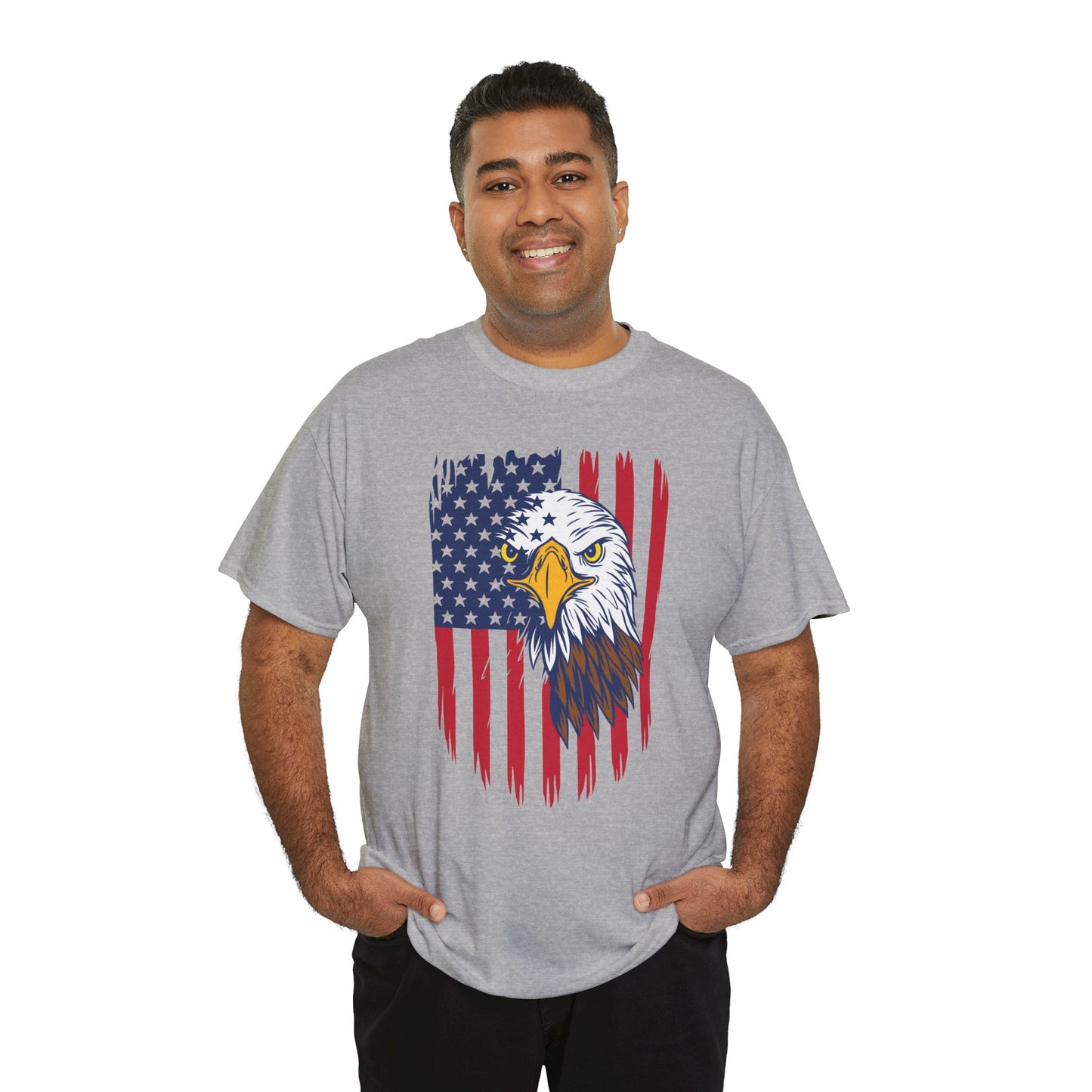 Princess Grace  Eagle & American Flag Unisex Heavy Cotton Tee   Patriotic Apparel for All Occasions