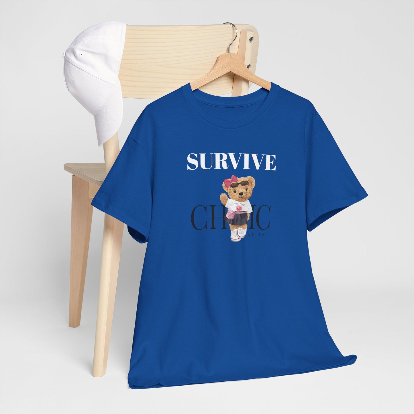 Princess Grace  Survive Chic Unisex Heavy Cotton Tee Cute Bear Graphic T-Shirt for Casual Style