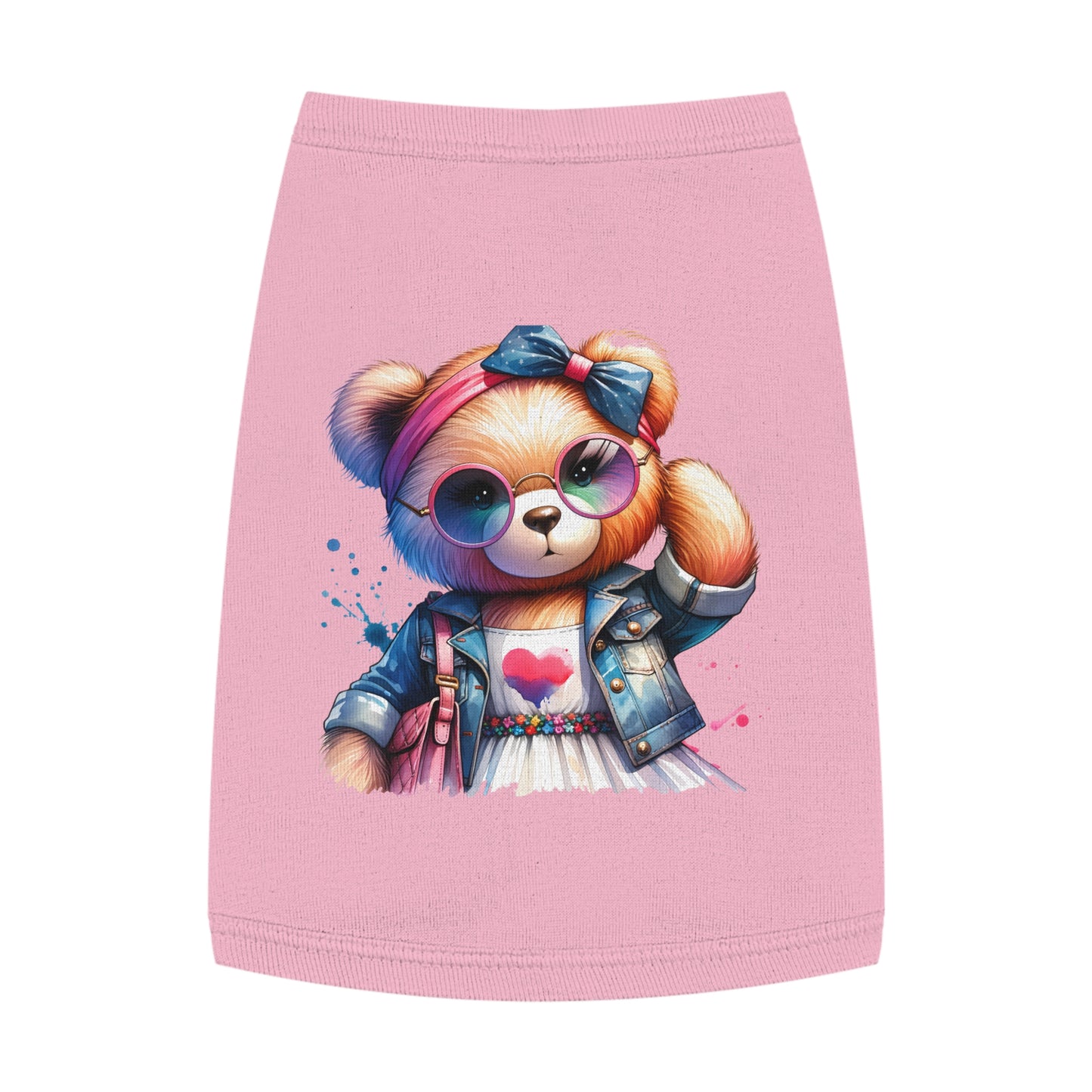 Princess Grace  CUTE  Bear Graphic Pet Tank Top  Stylish and Fun Dog Apparel