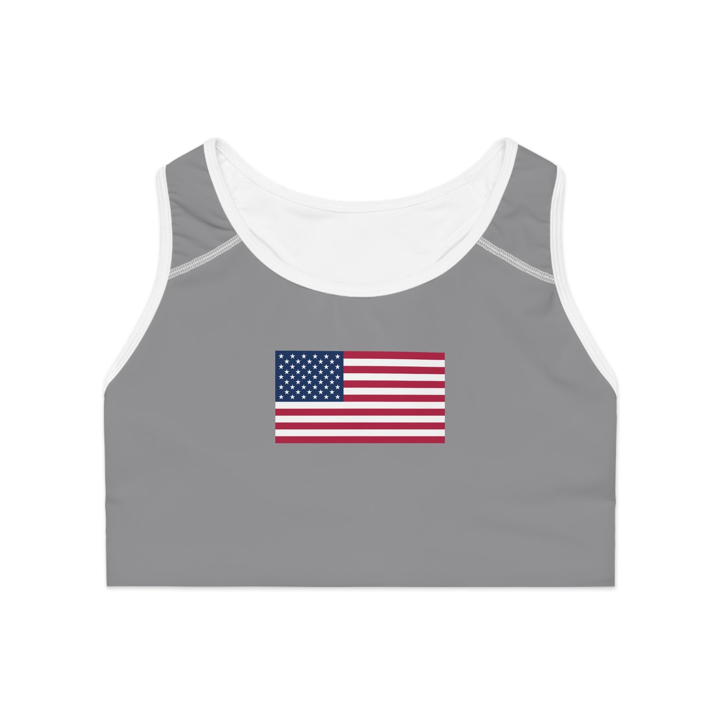 Princess Grace  Patriotic Sports Bra  USA Flag Design for Active Lifestyle