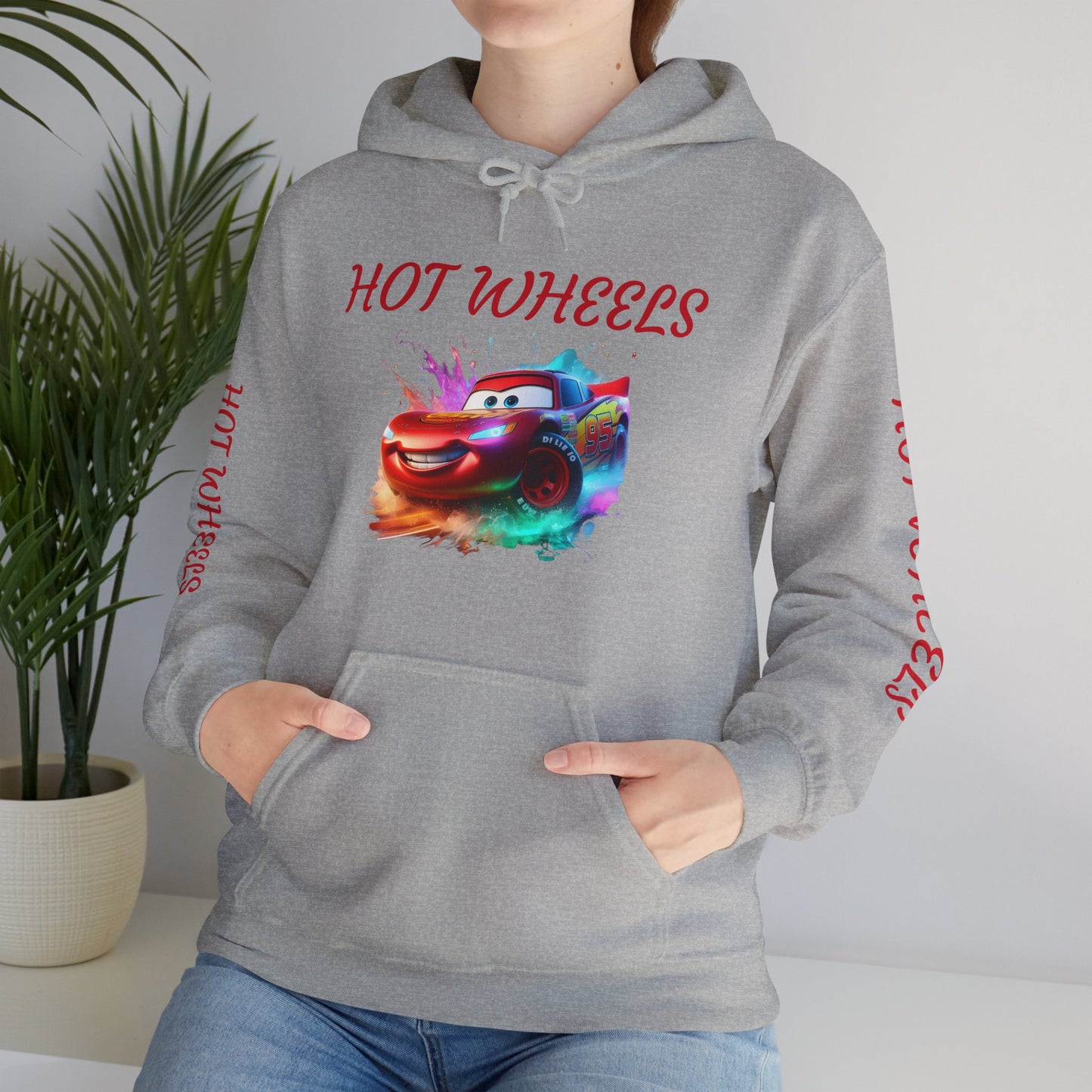 Princess Grace  Hot Wheels Unisex Heavy Blend Hooded Sweatshirt Fun and Colorful Racing Design