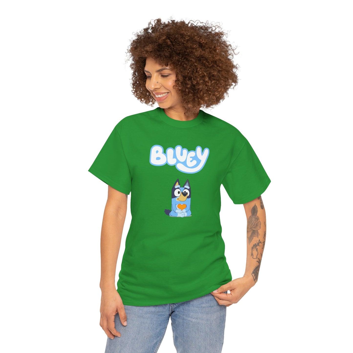 Princess Grace  Bluey Unisex Heavy Cotton Tee  Comfortable Cartoon T-Shirt for Kids and Adults