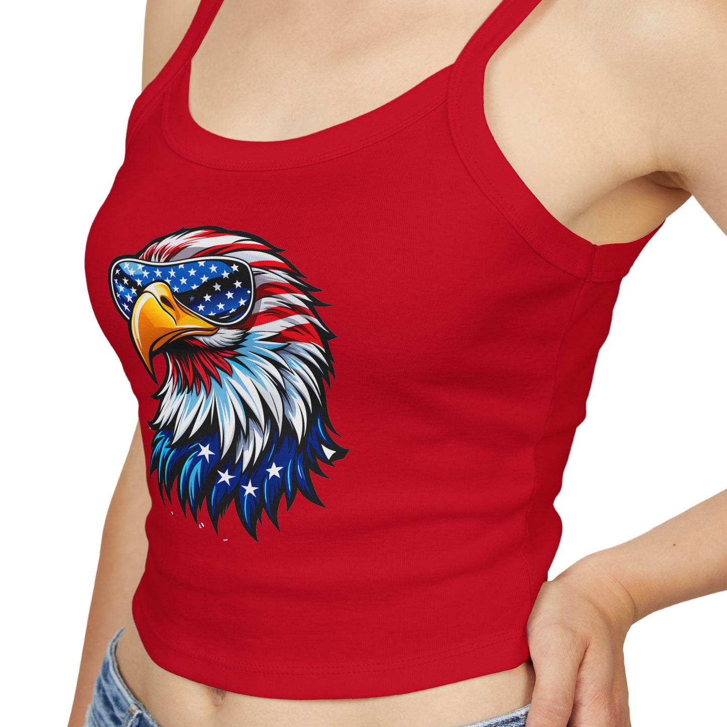 Princess Grace  Patriotic Women's Spaghetti Strap Tank Top  USA Eagle Design