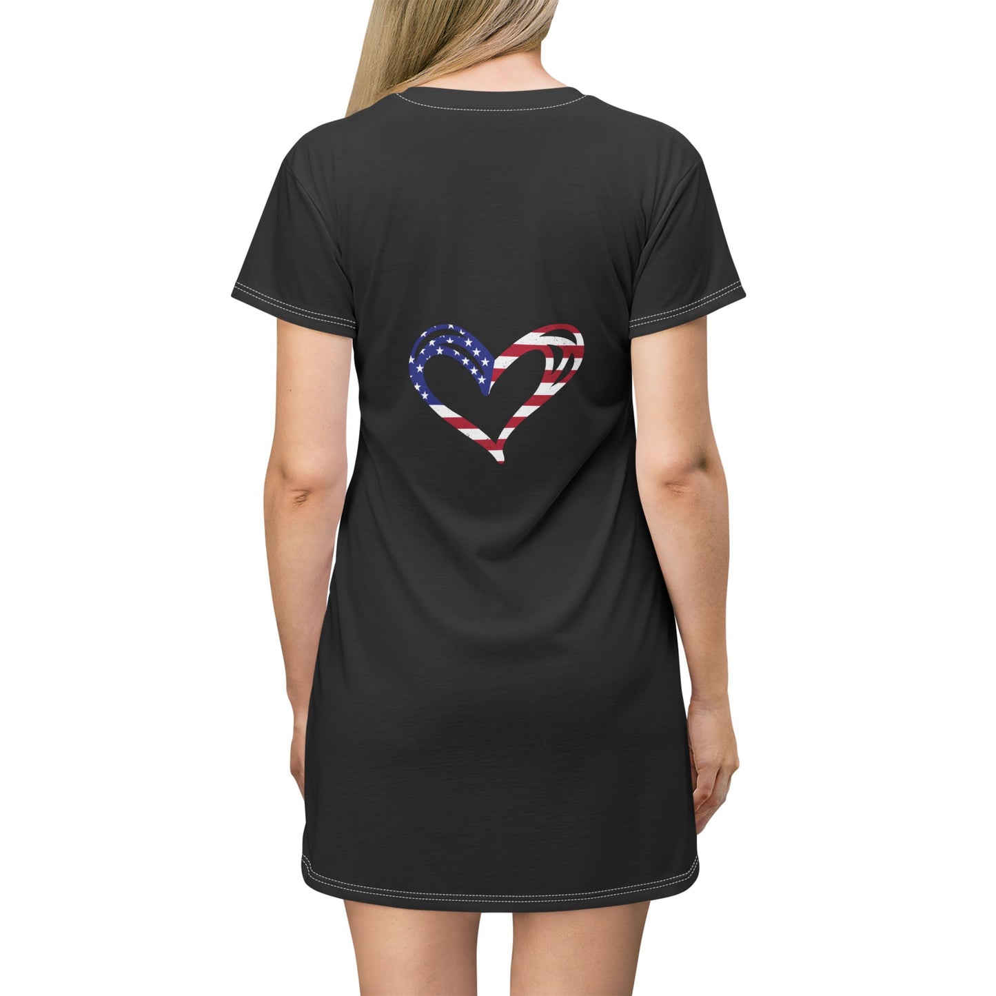 Princess Grace  Patriotic Heart T-Shirt Dress for Everyday Comfort