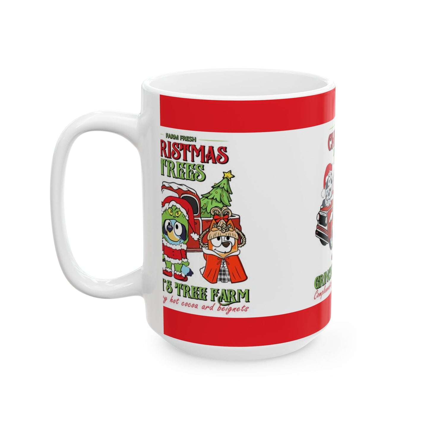 Princess Grace Holiday Christmas Mug  Grinch’s Tree Farm Design with Cute Characters