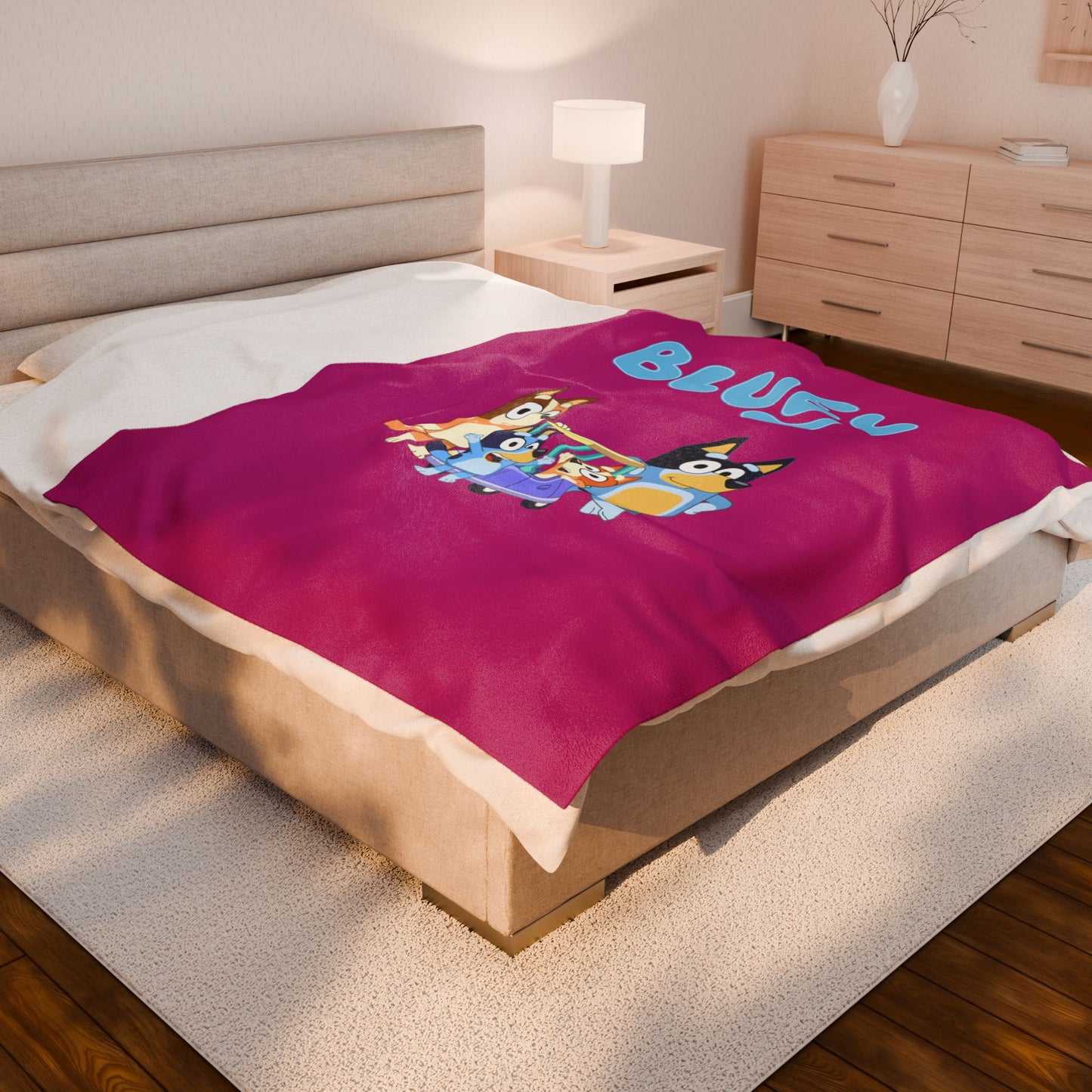 Princess Grace  Bluey Velveteen Plush Blanket  Soft and Cozy for Kids