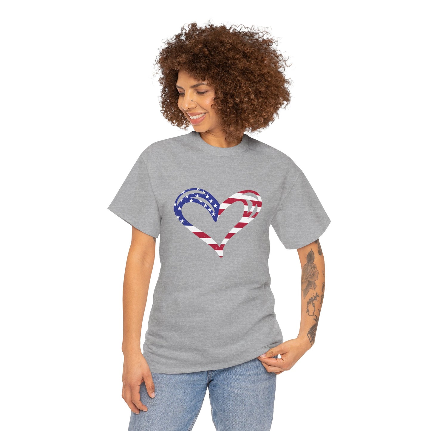 Princess Grace  Patriotic Heart Unisex Heavy Cotton Tee