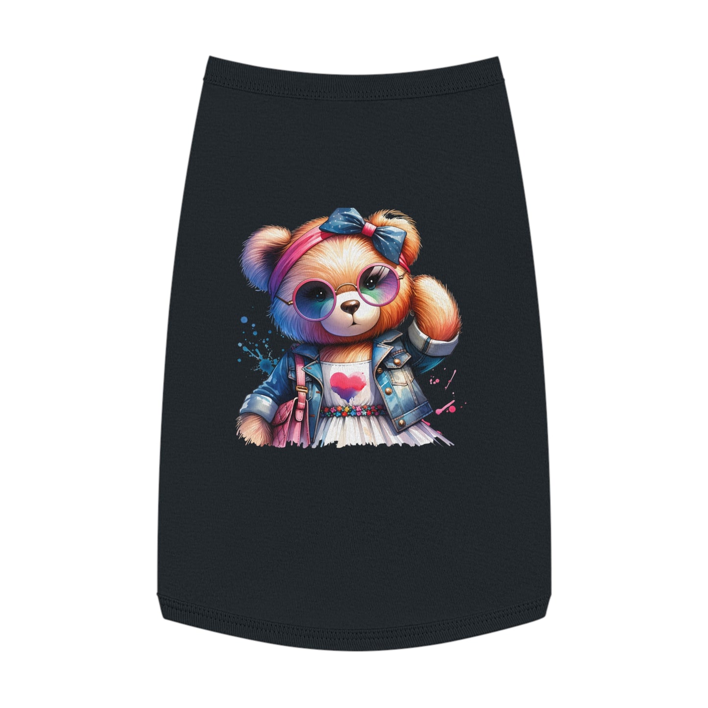 Princess Grace  CUTE  Bear Graphic Pet Tank Top  Stylish and Fun Dog Apparel