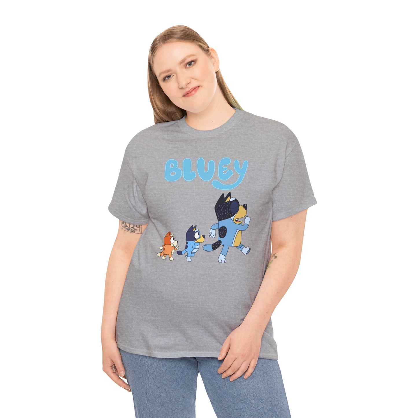 Princess Grace  Bluey Unisex Heavy Cotton Tee  Cute Cartoon T-Shirt for Kids and Adults