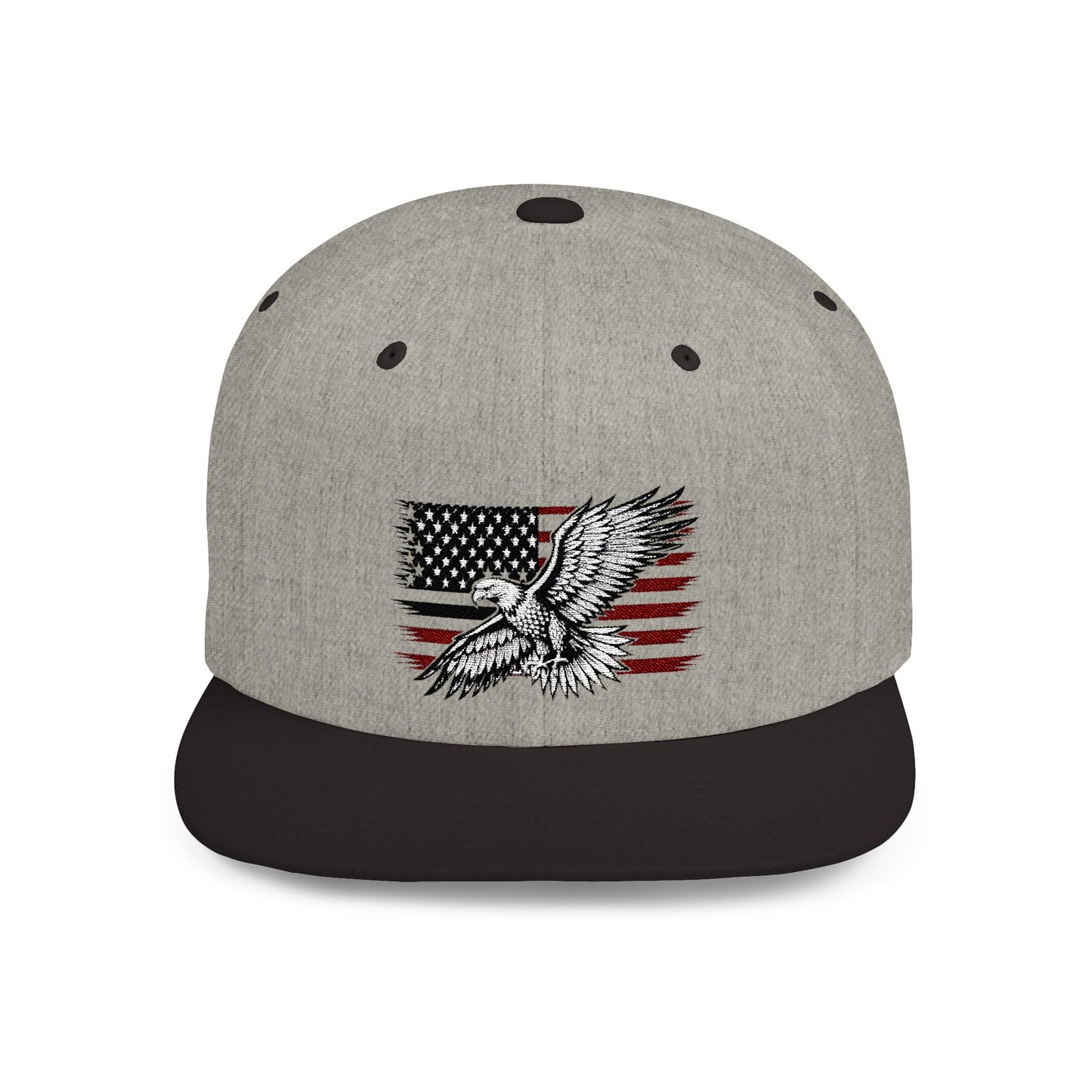 Princess Grace  Eagle Embroidered Flat Bill Snapback Hat Patriotic Style for Outdoor Enthusiasts