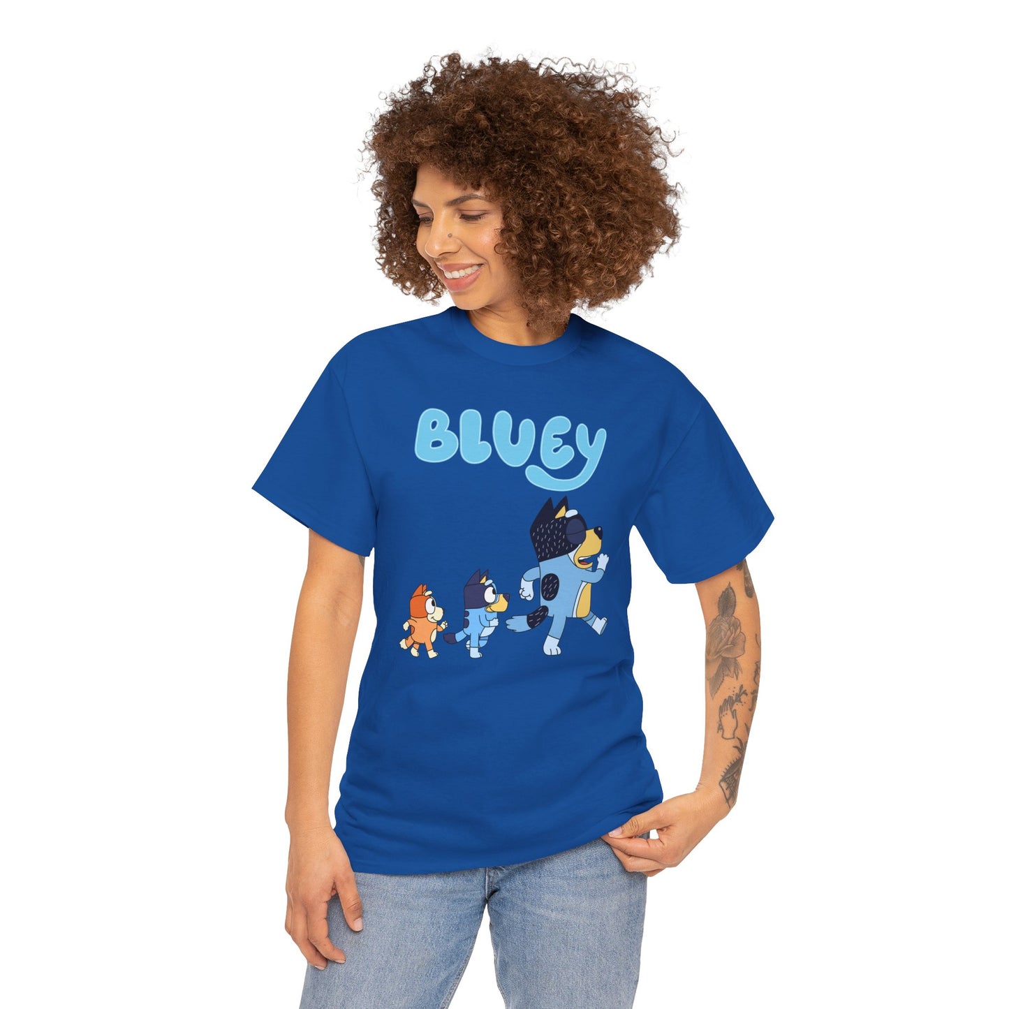 Princess Grace  Bluey Unisex Heavy Cotton Tee  Cute Cartoon T-Shirt for Kids and Adults