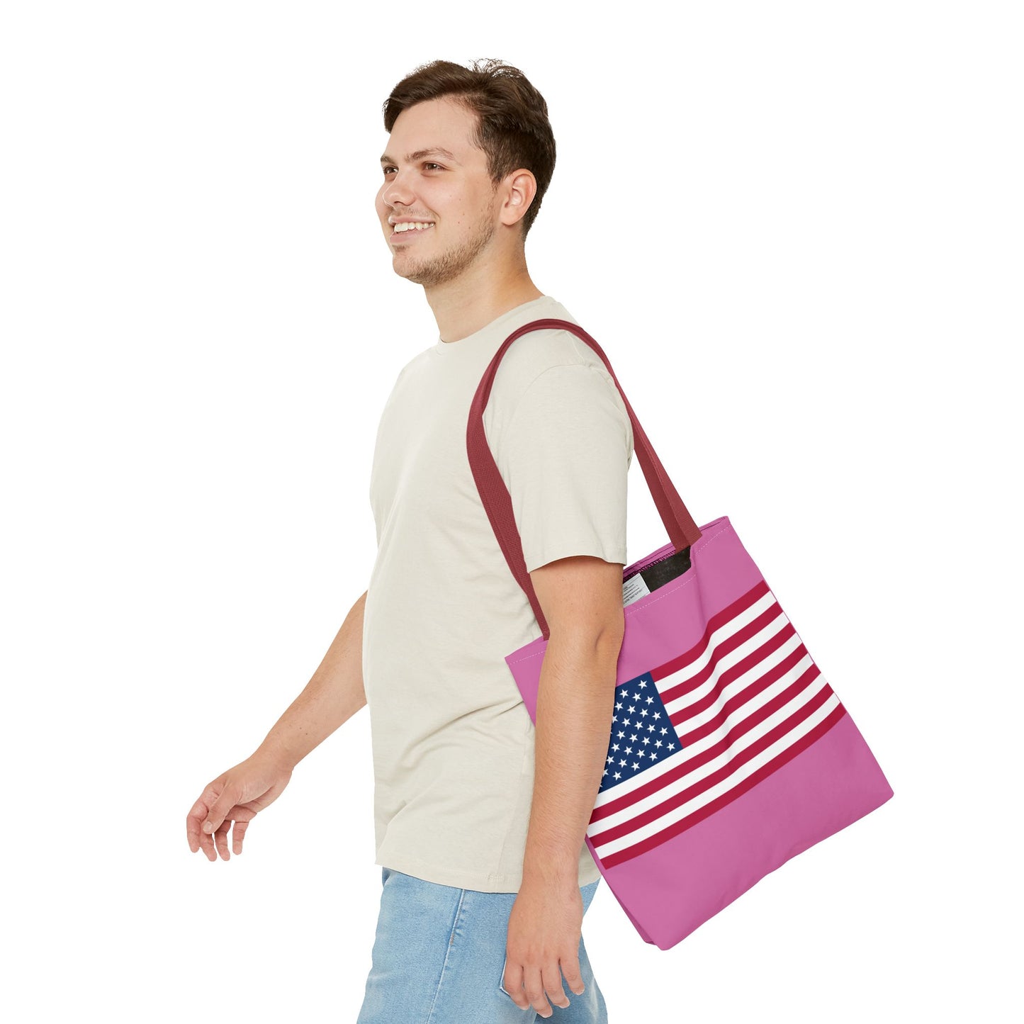 Princess Grace  Patriotic Pink Tote Bag with American Flag Design