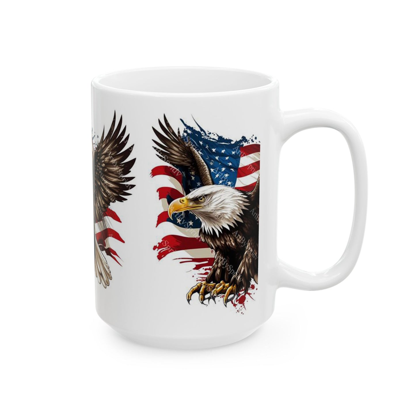 Princess Grace Patriotic Eagle Ceramic Mug, 4th of July Cup, American Flag  Eagle Lover Gift, Unique Veteran Mug, Independence Day