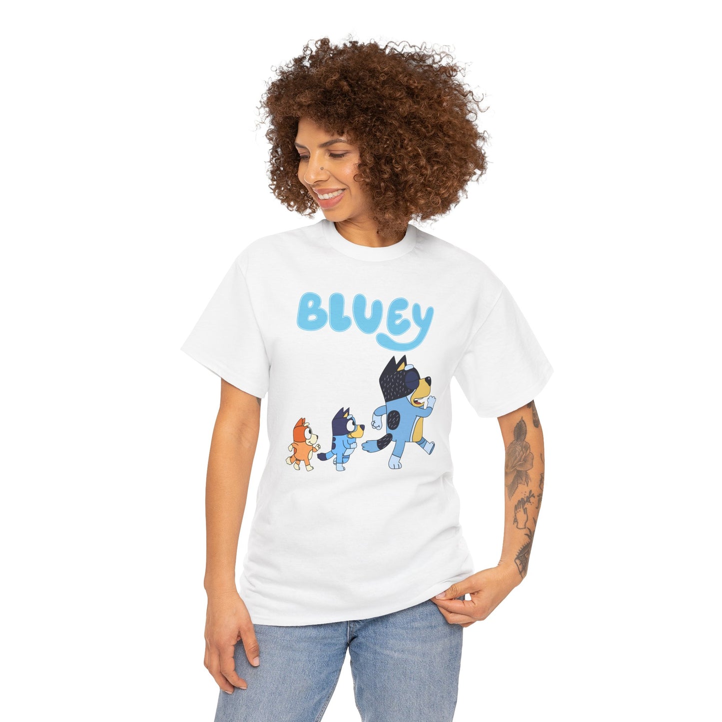 Princess Grace  Bluey Unisex Heavy Cotton Tee  Cute Cartoon T-Shirt for Kids and Adults