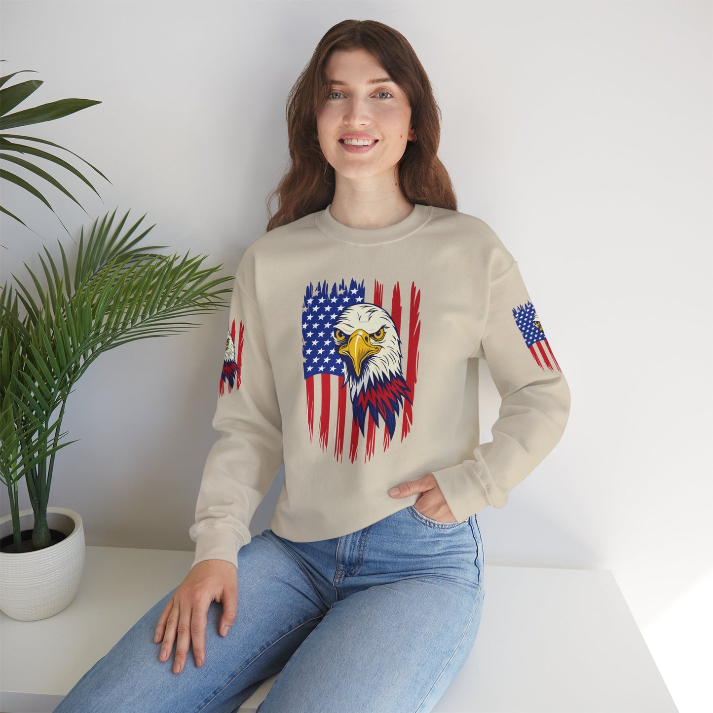 Princess Grace Patriotic Eagle Crewneck Sweatshirt Unisex Heavy Blend