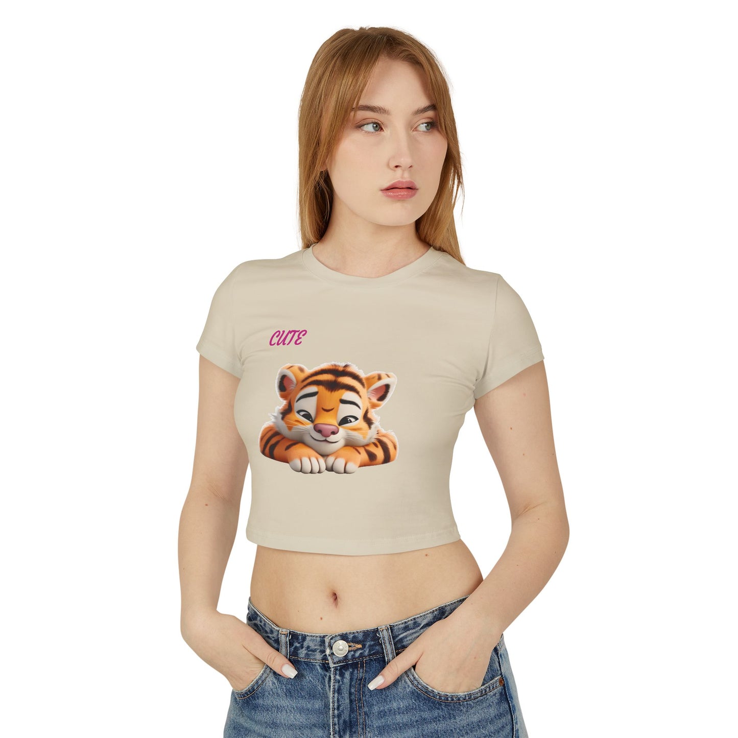 Princess Grace  Cute Tiger Women's Baby Tee Playful and Stylish Top for Animal Lovers