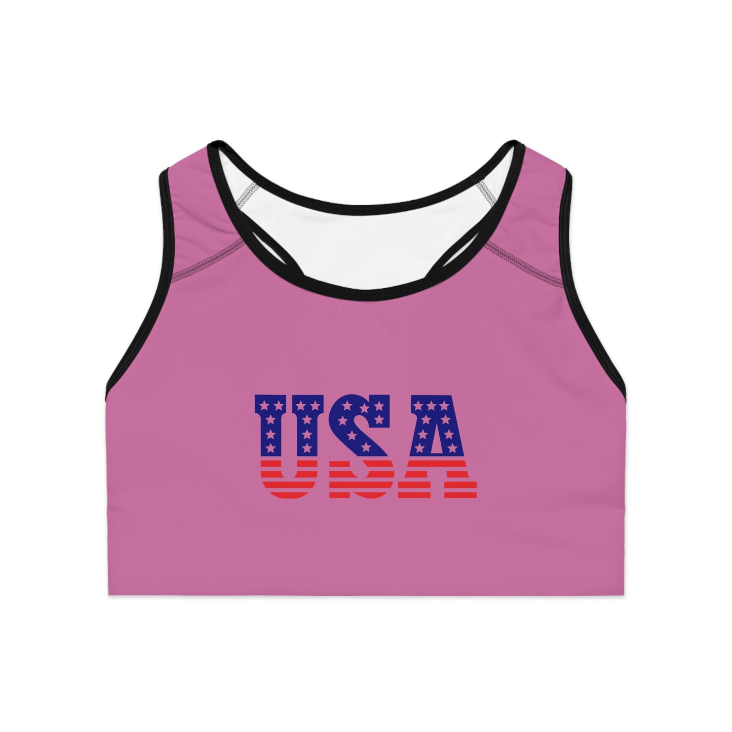 Princess Grace  Patriotic USA Sports Bra Perfect for Gym and National Holidays