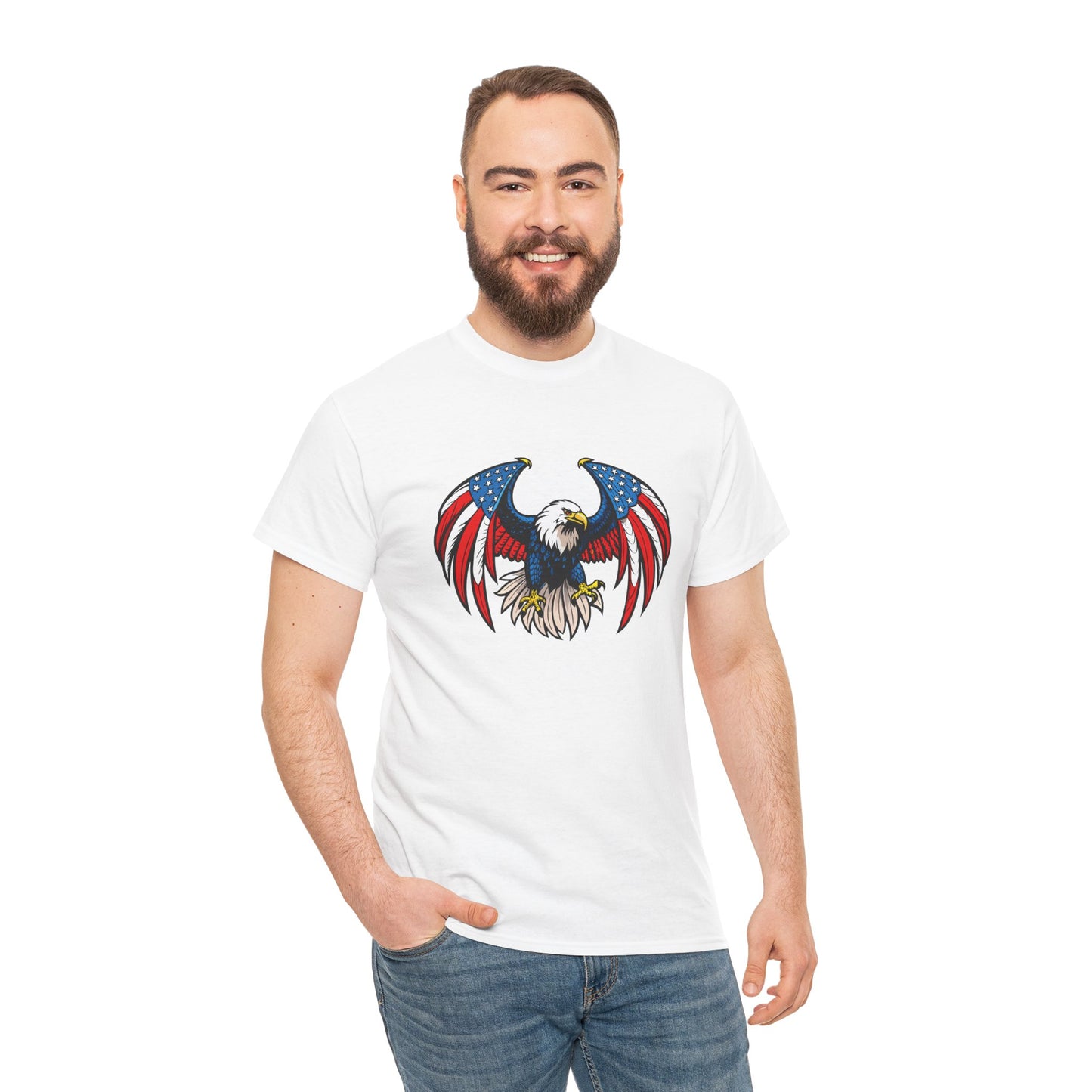 Princess Grace  Patriotic Eagle Unisex Heavy Cotton Tee 4th of July Graphic T-Shirt