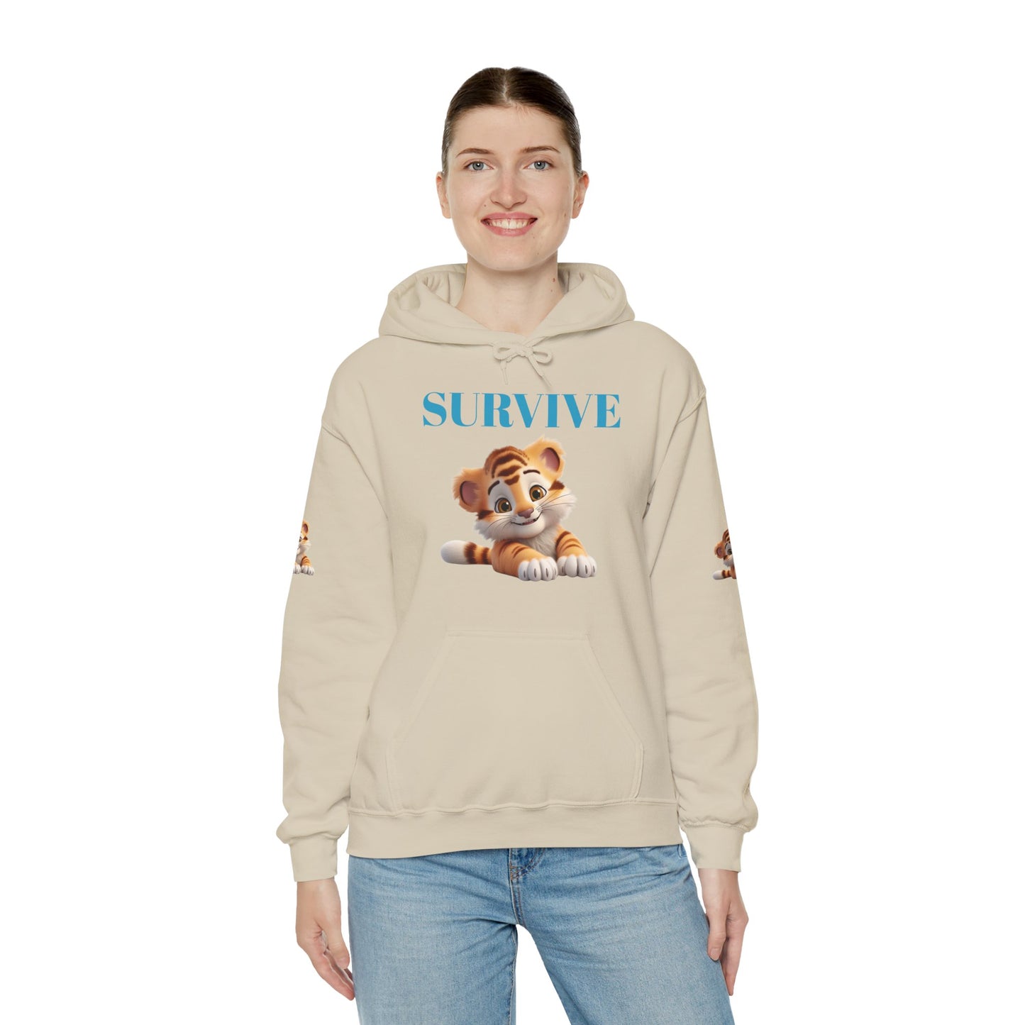 Princess Grace Survive Cute Tiger Survival Hooded Sweatshirt for Animal Lovers