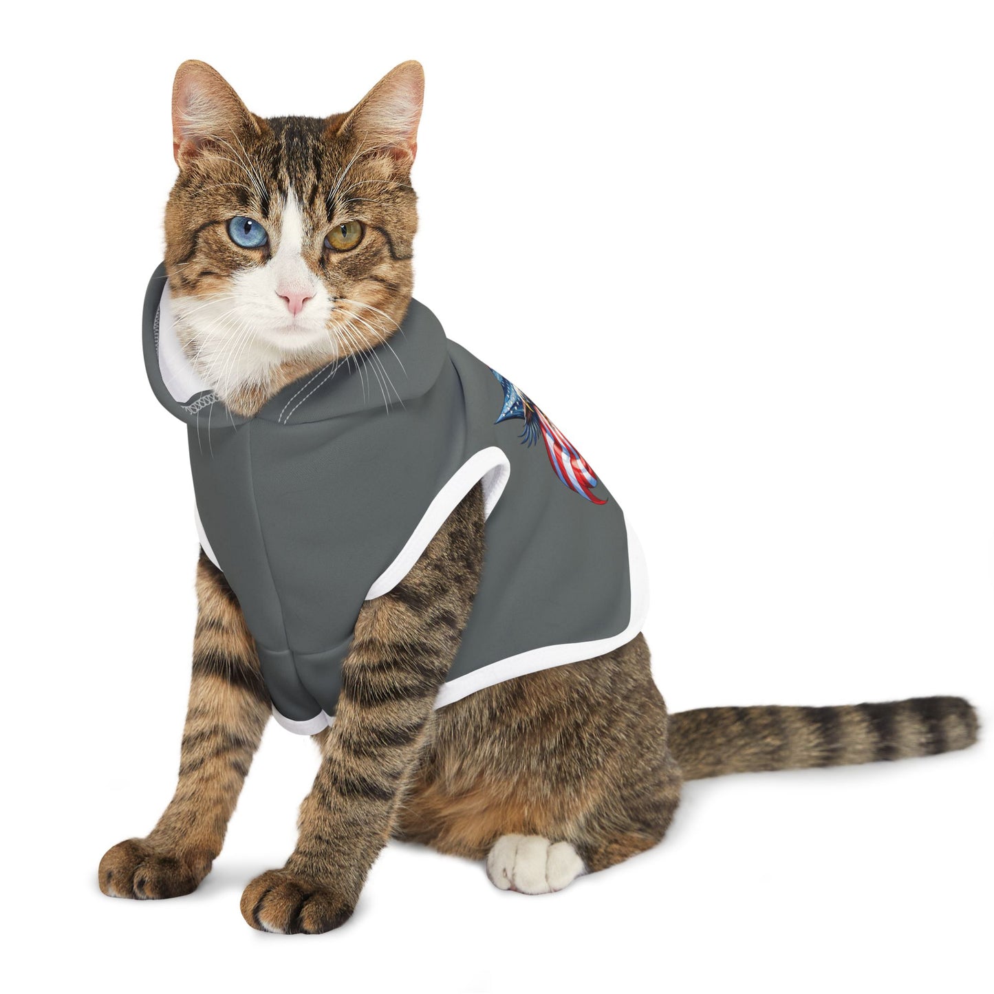 Princess Grace  Patriotic Eagle Pet Hoodie  Perfect for Independence Day Celebrations