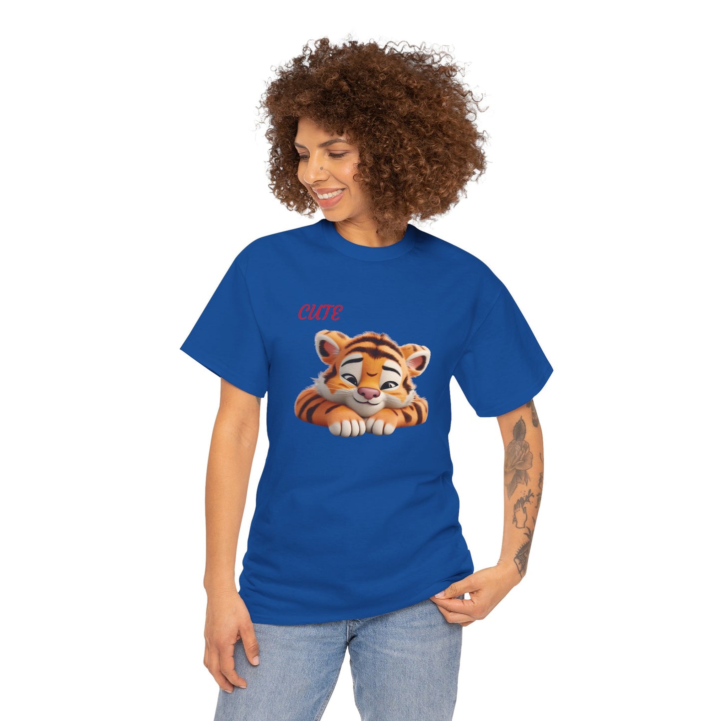 Princess Grace  Cute Tiger Graphic Unisex Heavy Cotton Tee  Perfect for Animal Lovers and Everyday Comfort