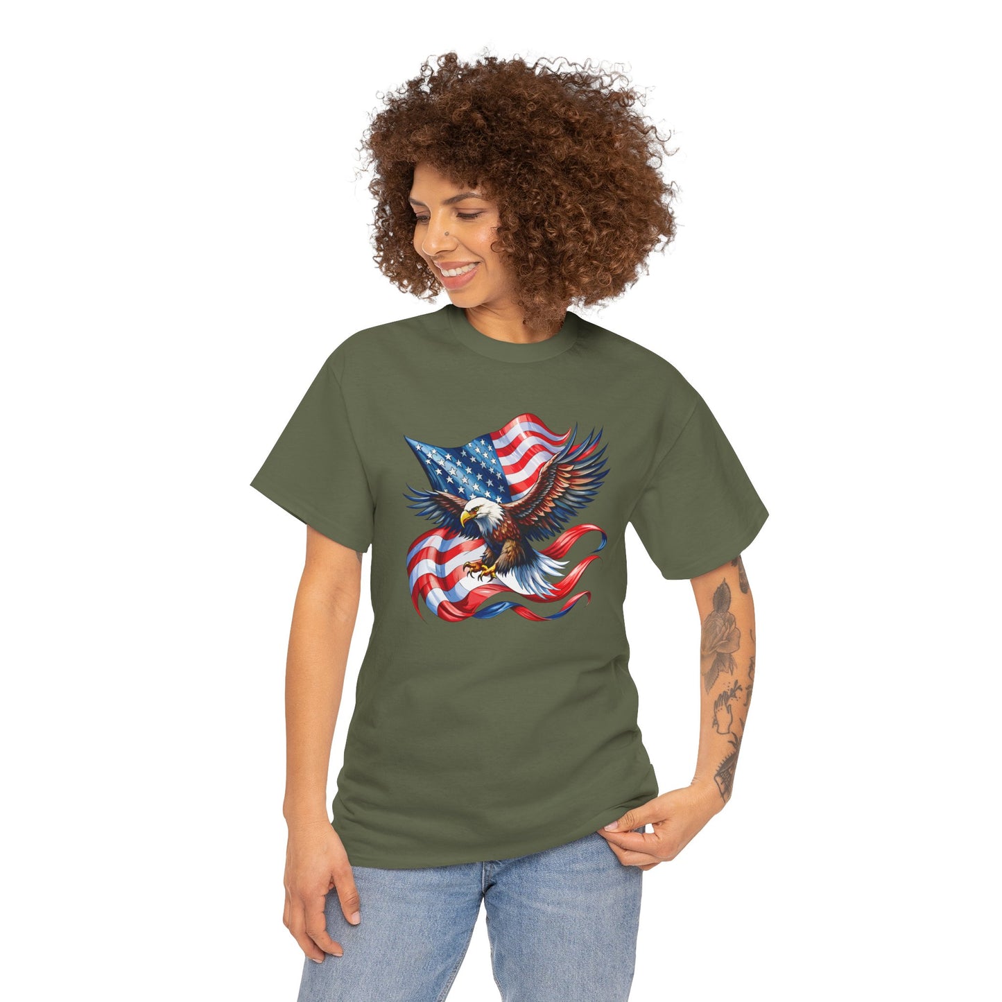 Princess Grace  Patriotic Eagle Graphic Unisex Heavy Cotton Tee