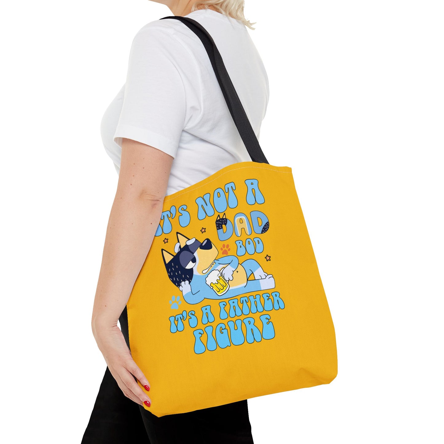 Princess Grace Fun Father's Day Tote Bag  "It's Not a Dad Bod, It's a Father Figure"