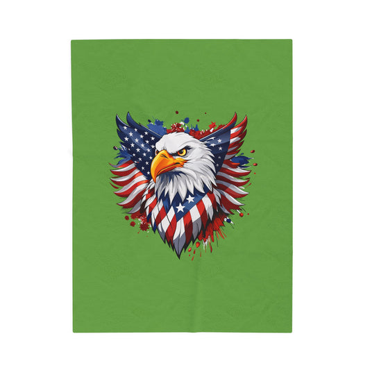 Princess Grace  Patriotic Eagle Velveteen Plush Blanket   Cozy Home Décor for Independence Day and Year Round Comfort