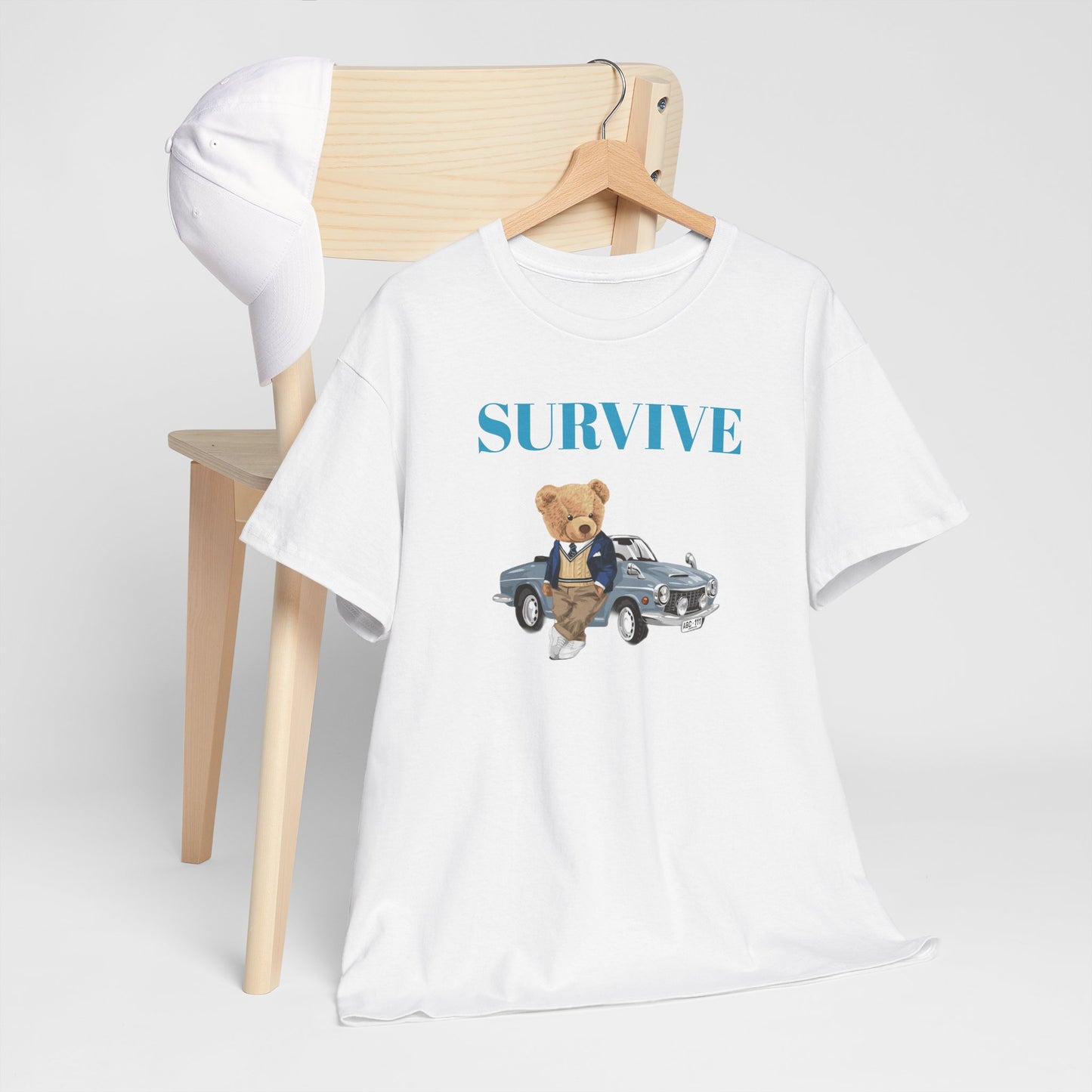 Princess Grace  Survive Bear Unisex Heavy Cotton Tee  Casual Comfort for Animal Lovers