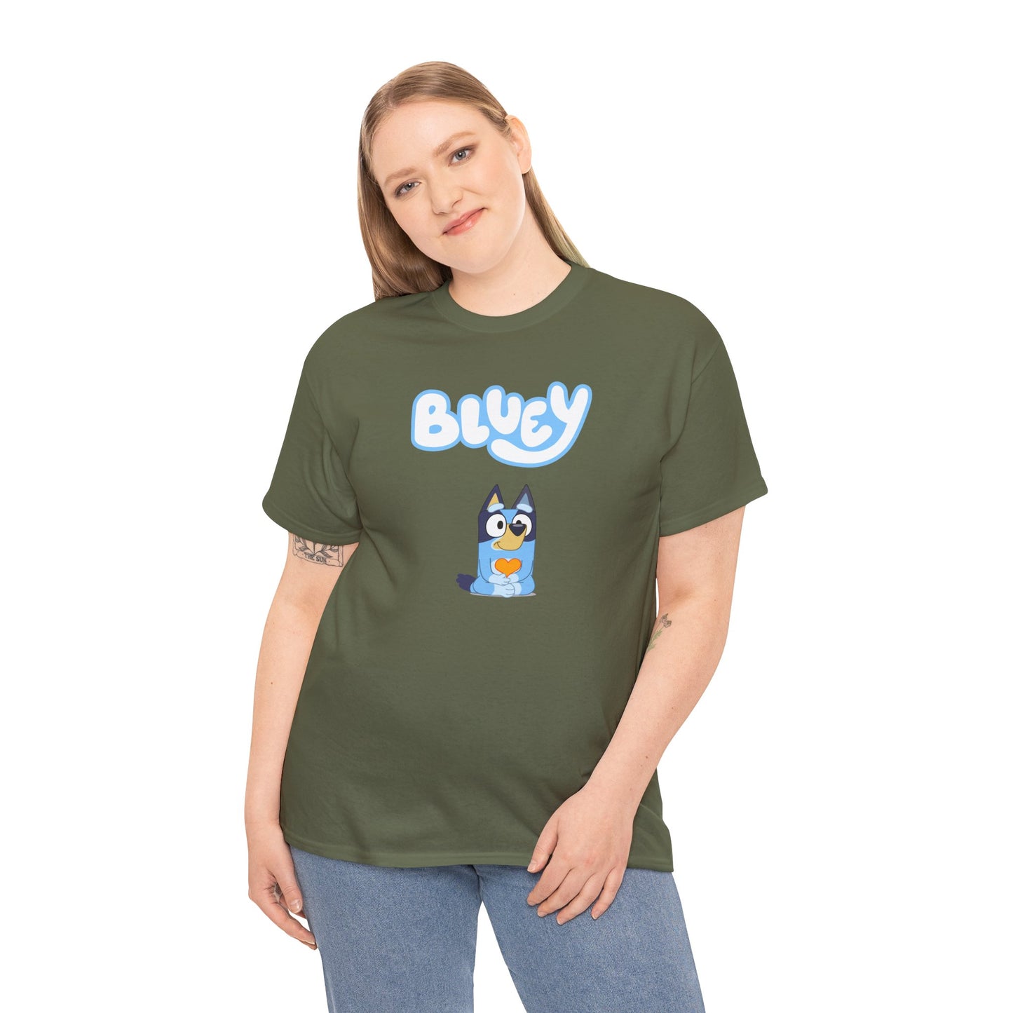 Princess Grace  Bluey Unisex Heavy Cotton Tee  Comfortable Cartoon T-Shirt for Kids and Adults