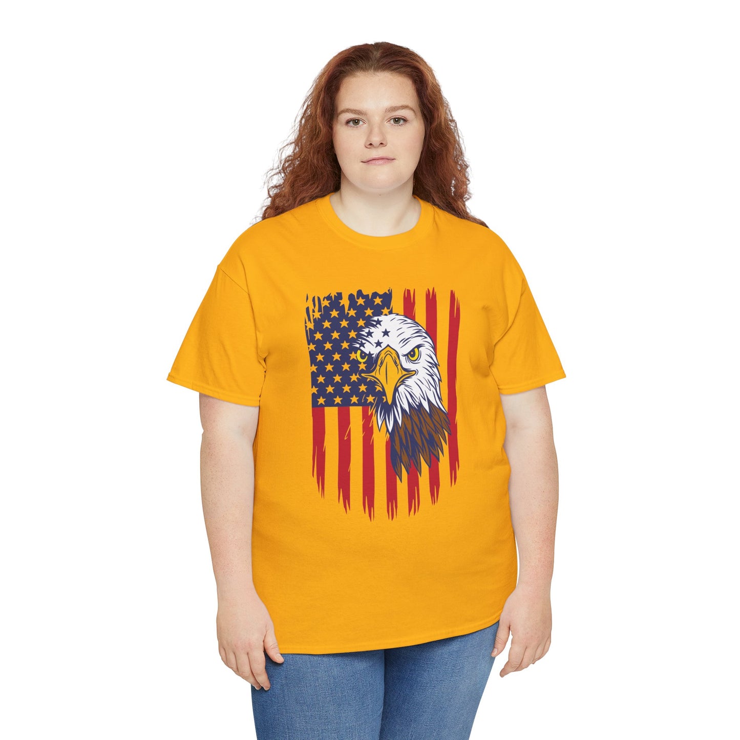 Princess Grace  Eagle & American Flag Unisex Heavy Cotton Tee   Patriotic Apparel for All Occasions