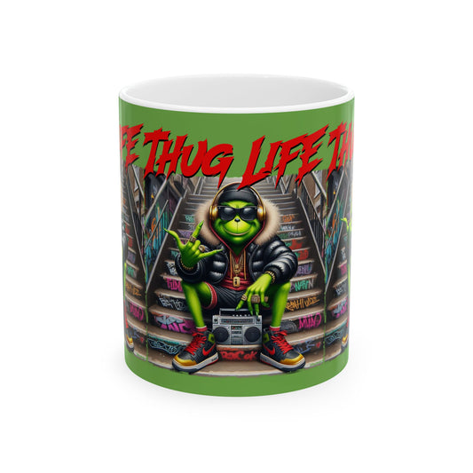 Princess Grace Thug Life Kermit Ceramic Mug  Cool Hip-Hop Style Coffee Cup