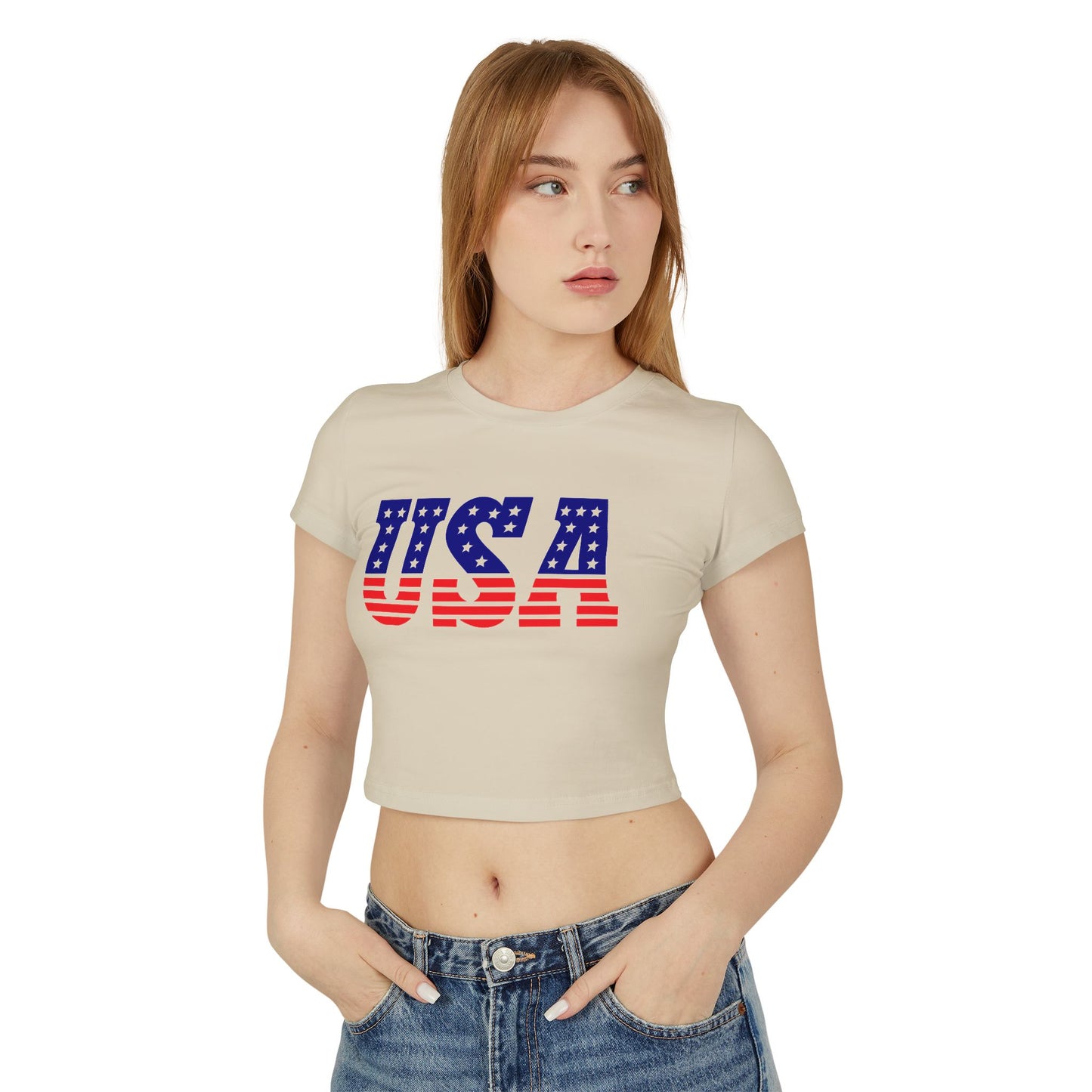 Princess Grace  Patriotic USA Women's Baby Tee  Celebrate Independence Day & Summer Style