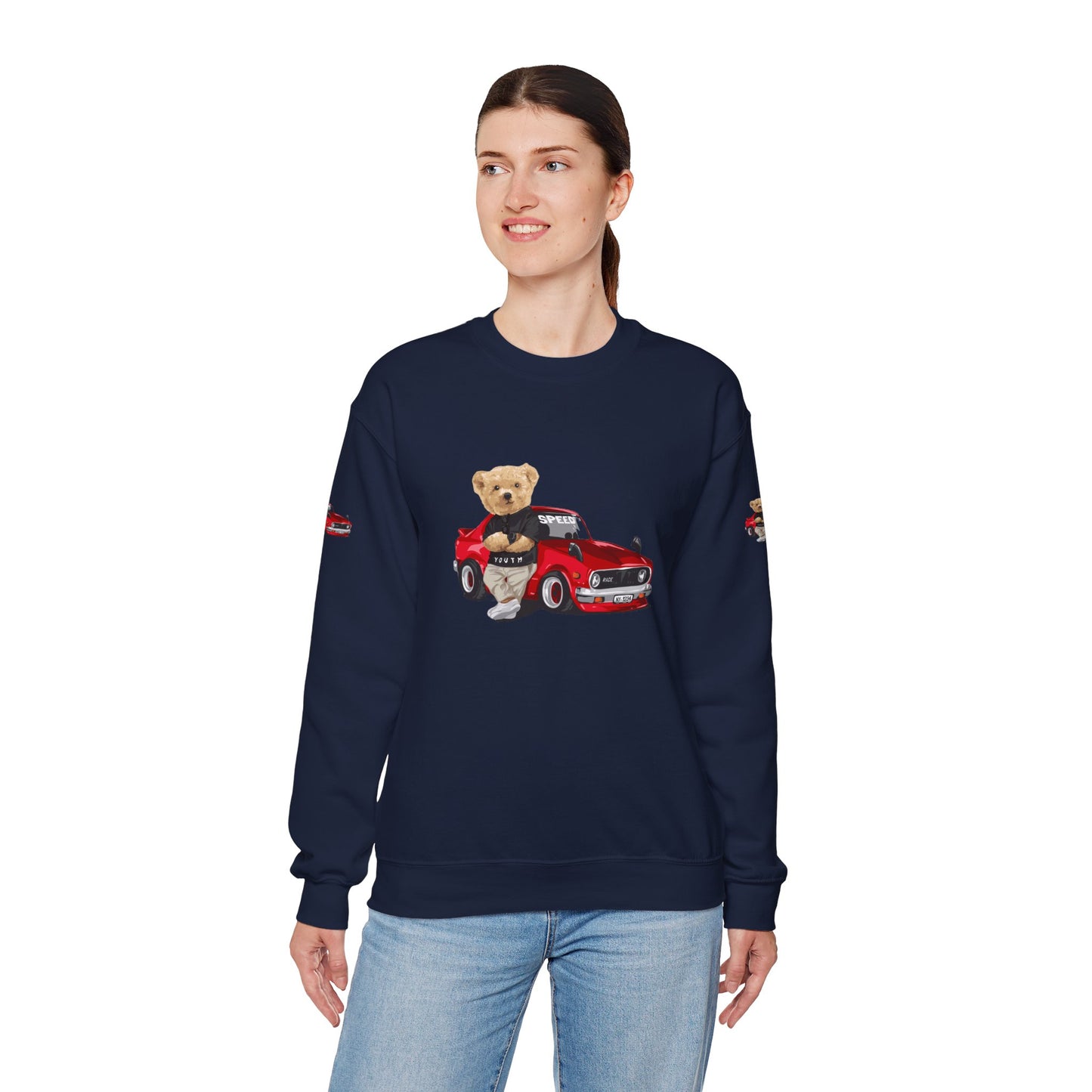 Princess Grace  Cute Bear Vintage Car Sweatshirt Unisex Heavy Blend Crewneck