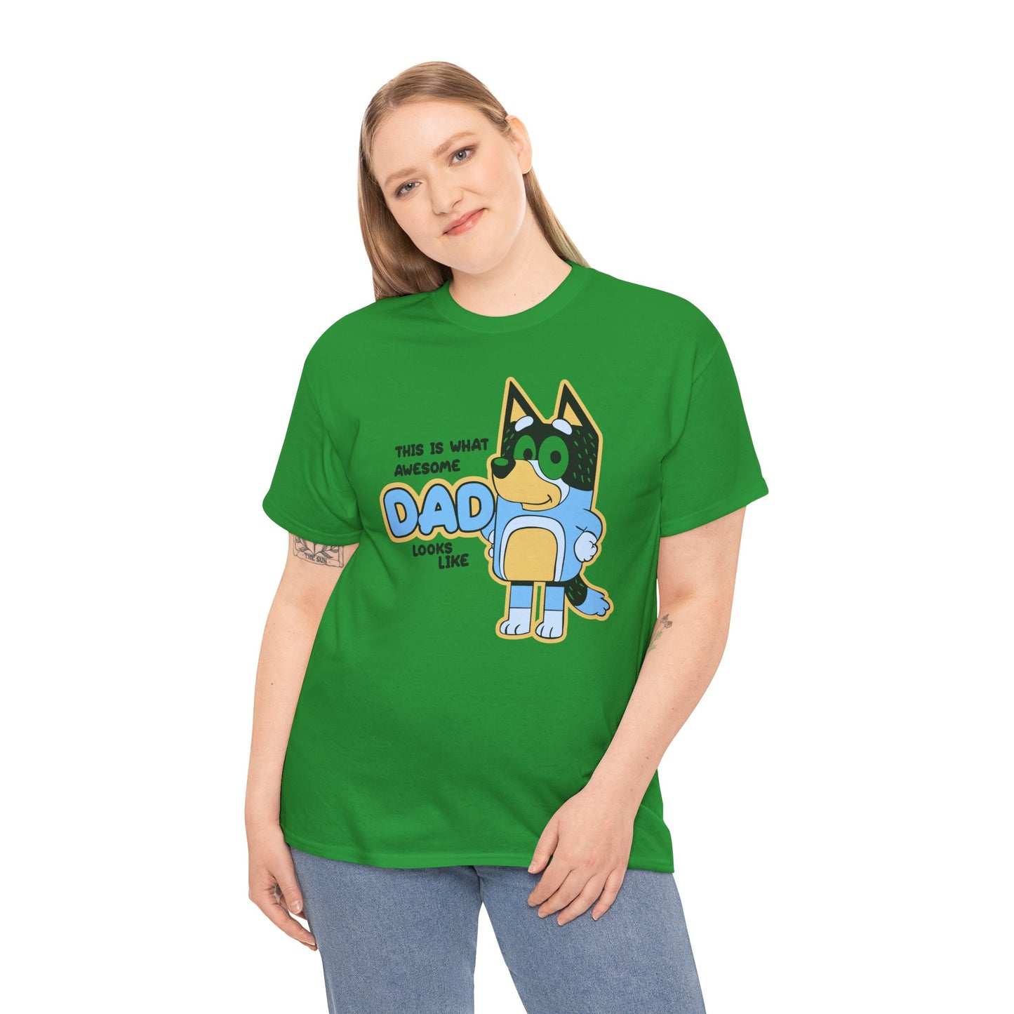Princess Grace  Bluey  Awesome Dad Unisex Heavy Cotton Tee  Funny Gift for Father's Day