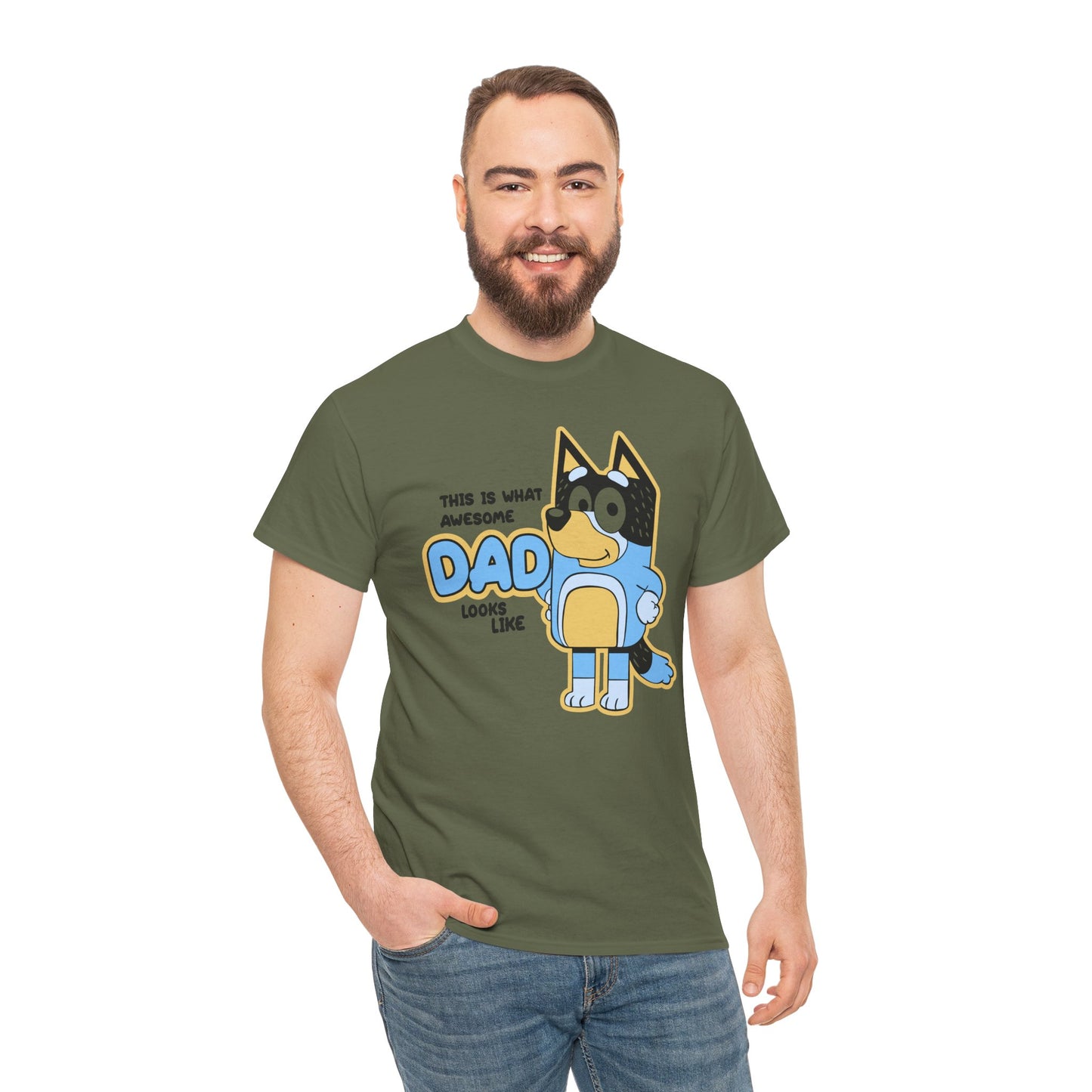 Princess Grace  Bluey  Awesome Dad Unisex Heavy Cotton Tee  Funny Gift for Father's Day