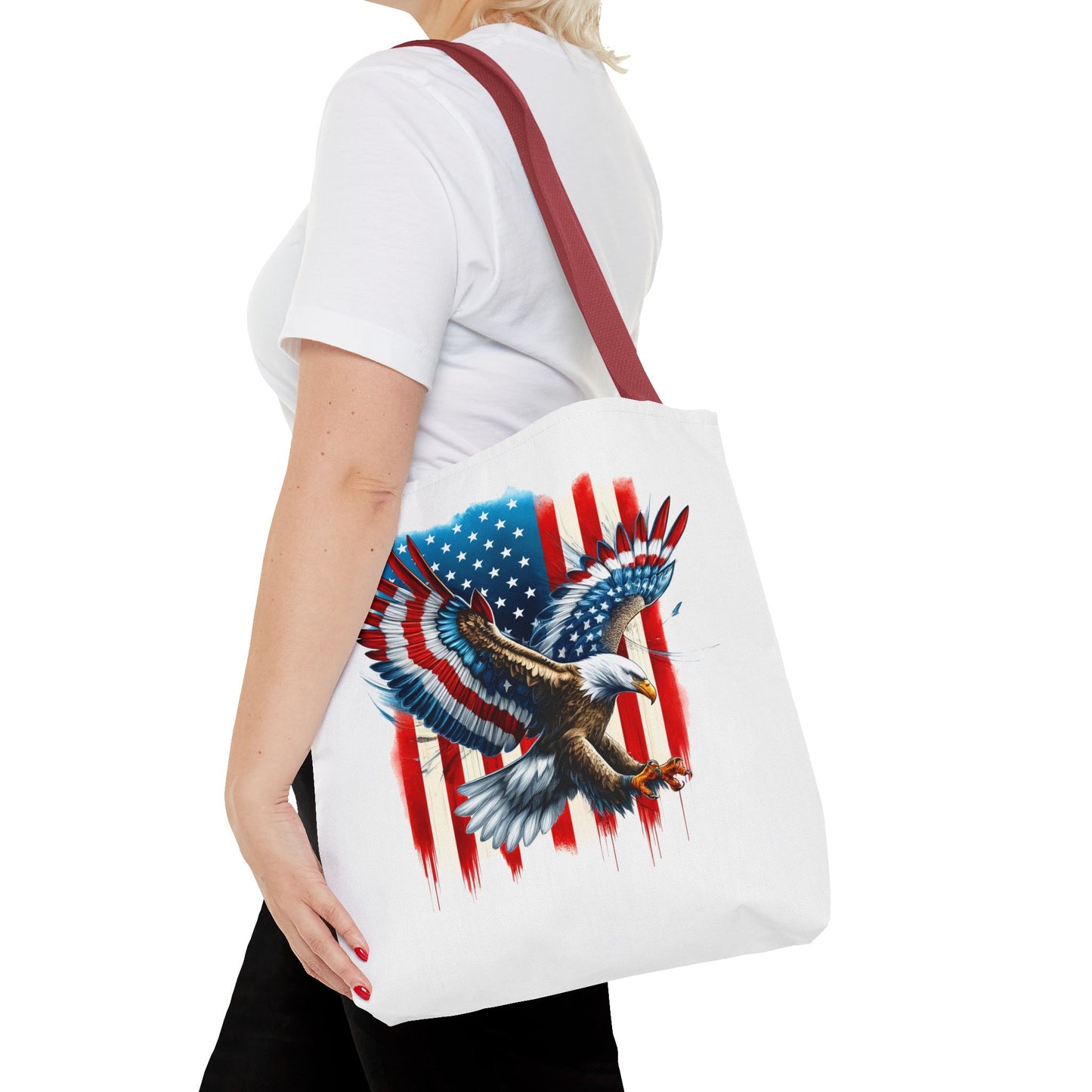 Princess Grace  Patriotic Eagle Tote Bag  USA Flag Design for Independence Day & Everyday Use